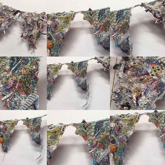 I made some buntings using up-cycled scraps, to enhance the pop-up shop.