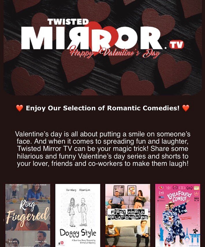 🤠HAPPY VALENTINE'S DAY!
Feel like traveling to Japan? Check out our globetrotting romcom
@lostfoundcowboy on @twistedmirrortv !
.
.
.
.
.
#valentine #valentinesday #romance #comedy #romcom
#globetrotter #crossculture #comedyfactory #twistedmirrortv
