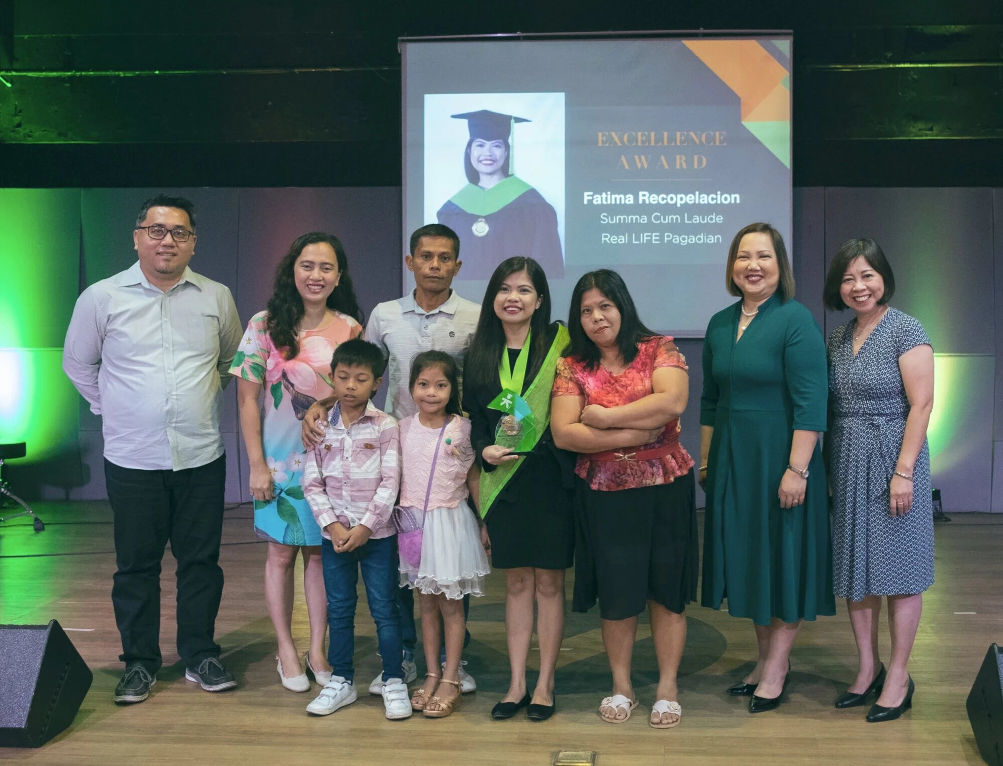 Fatima graduated Summa Cum Laude and was given the Excellence Award of her Real LIFE batch.