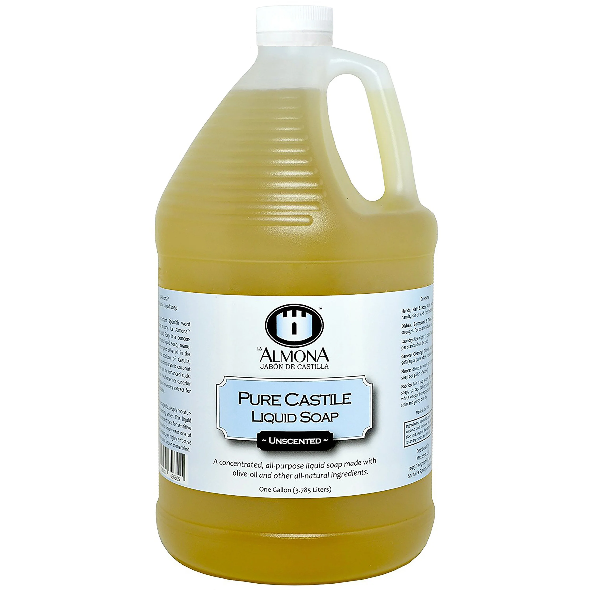 La Almona - Castile Liquid Soap (Unscented), 1 Gallon Jug