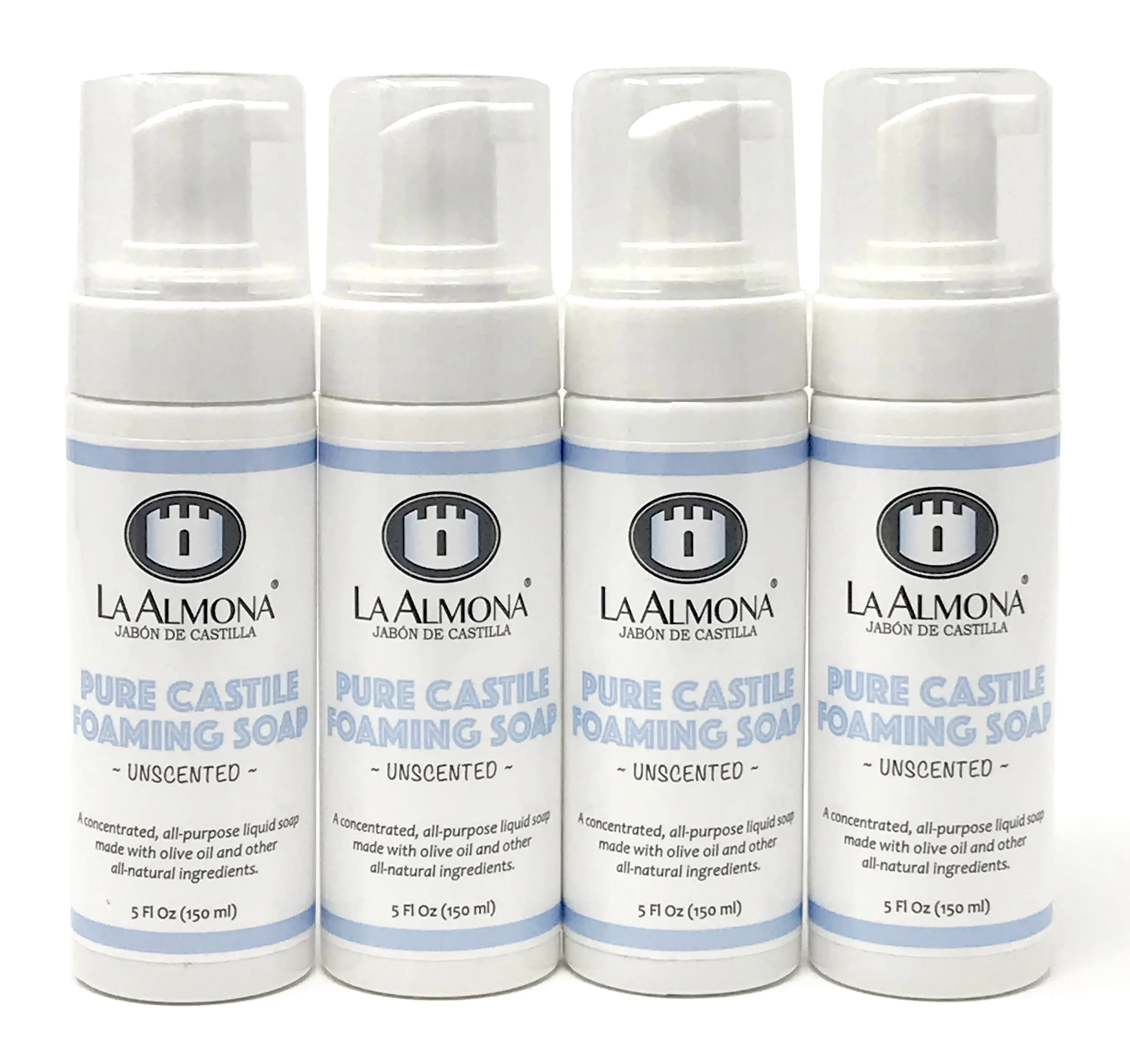 La Almona - Castile Foaming Soap (Unscented),  150ml, Pack of 4