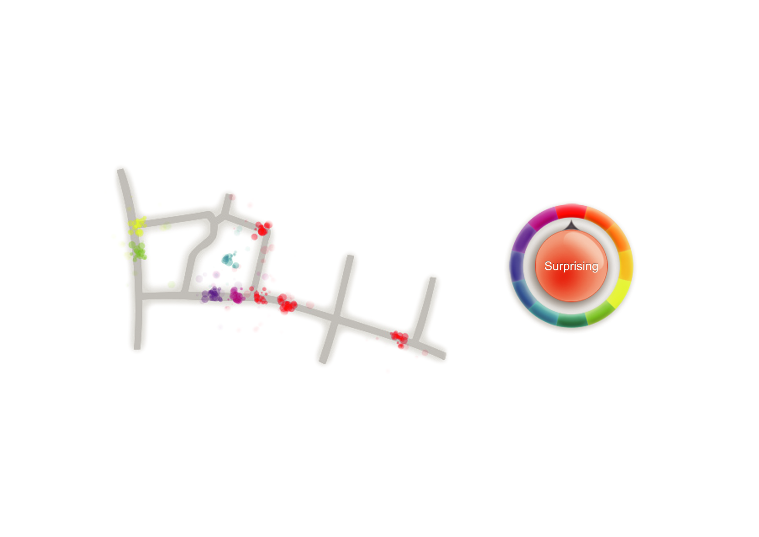  Clusters of emotions create a different way of experience a place, a method for memory recall or even data for city planning. 