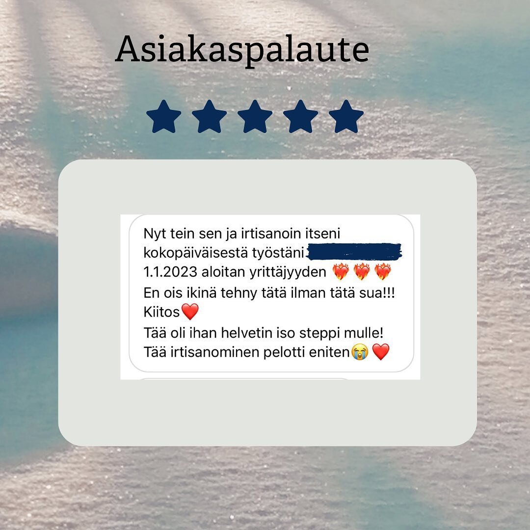 Nyt saa onnitella tuoretta yritt&auml;j&auml;&auml;! 🥰

Ei tarvi aina tehd&auml; n&auml;in rajuja muutoksia kuten t&auml;m&auml; asiakas teki. Yleens&auml; pienet muurahaisaskeleet riitt&auml;&auml; viem&auml;&auml;n el&auml;m&auml;&auml; kohti omia