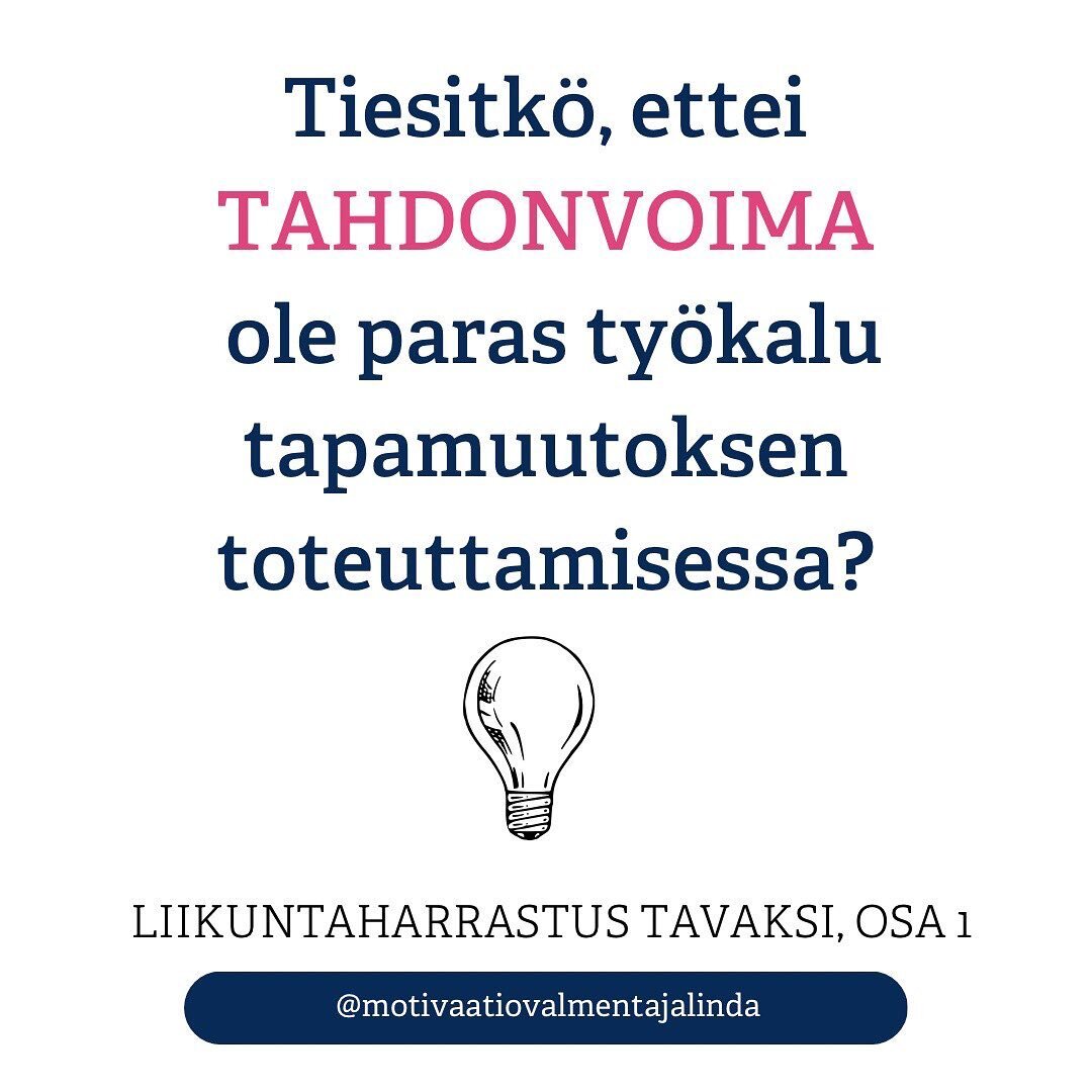 #liikuntamotivaatio
#liikunta
#el&auml;m&auml;ntapamuutos 
#painonhallinta
#itsens&auml;kehitt&auml;minen
#treenimotivaatio
#kohtiunelmia
#hyvinvointi
#mentaalivalmennus
#henkinenvalmennus
#onlinevalmennus
#liikeonl&auml;&auml;ke
#motivaatio
#tavat
#