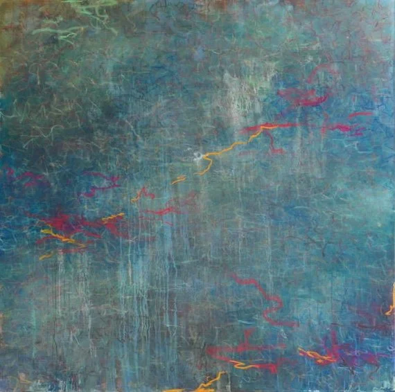 Then came the rain | 48x48 | Acrylic and oil pastel on canvas