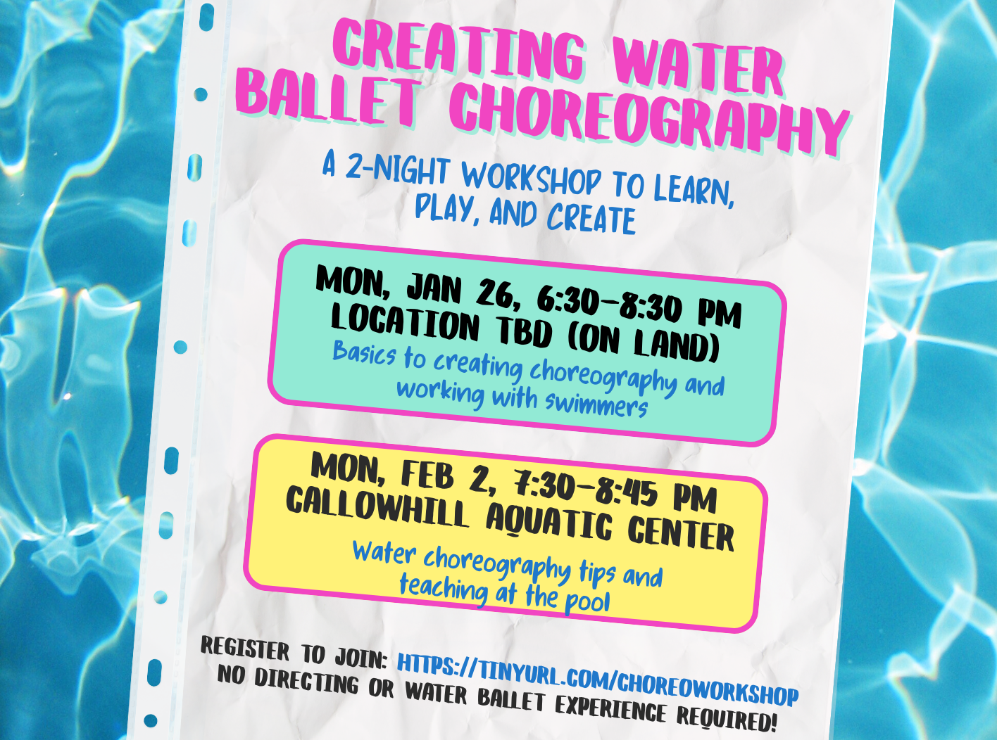Creating Water Ballet Choreography: A 2-Night Workshop to Learn, Play, and Create