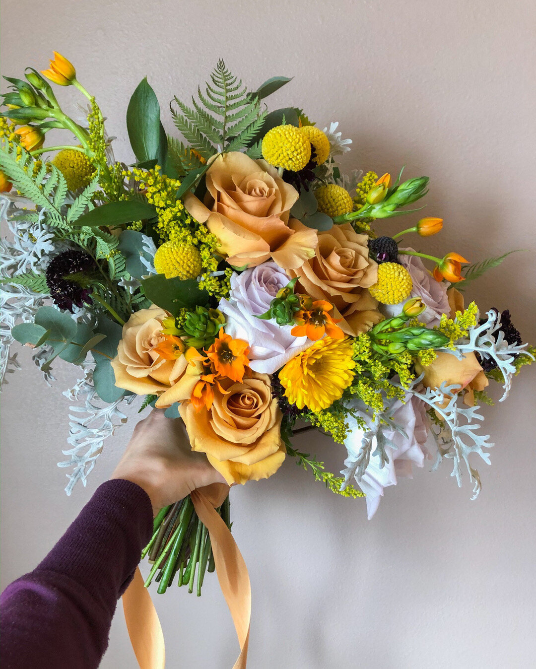  Sweet Afton Floral of Cache Valley Utah designs custom bridal bouquet for this mustard and green colored wedding. mustard yellow colored bridal bouquet, green filler for bridal bouquet, custom bridal bouquet, professional wedding floral designer cac