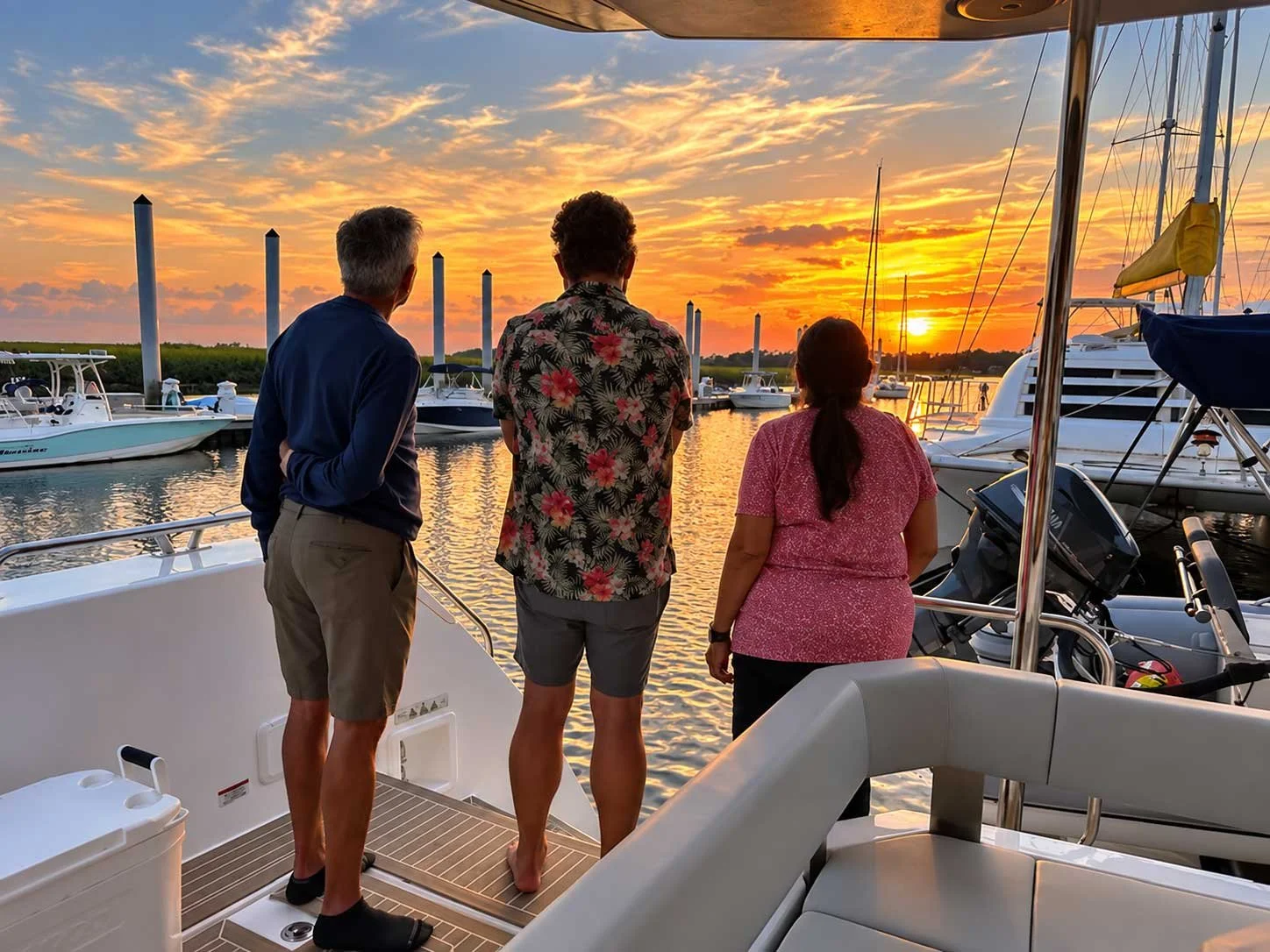 Visiting family at sunset at Palmetto Bay Marina