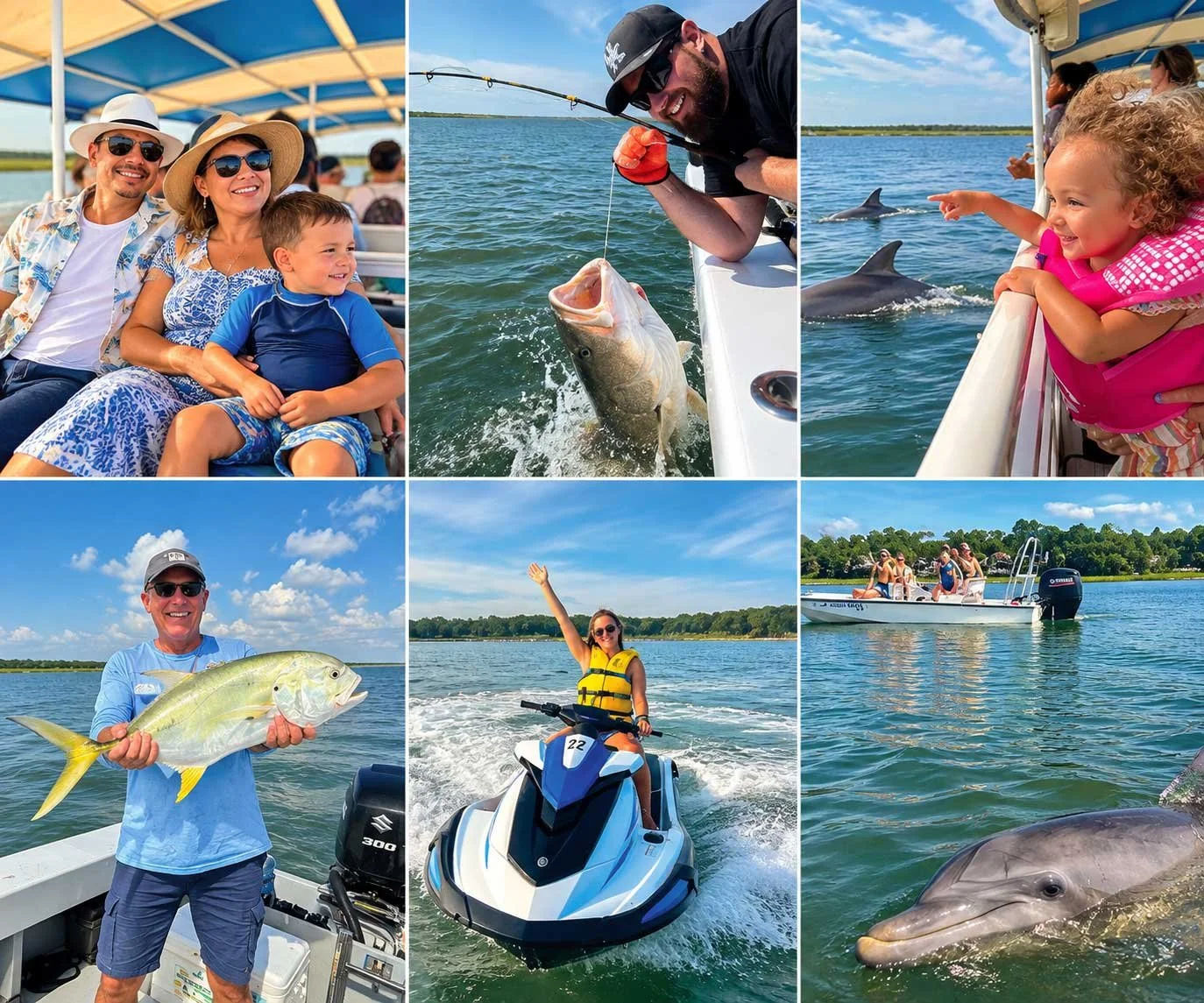 Families enjoying different Lowcountry Watersports activities