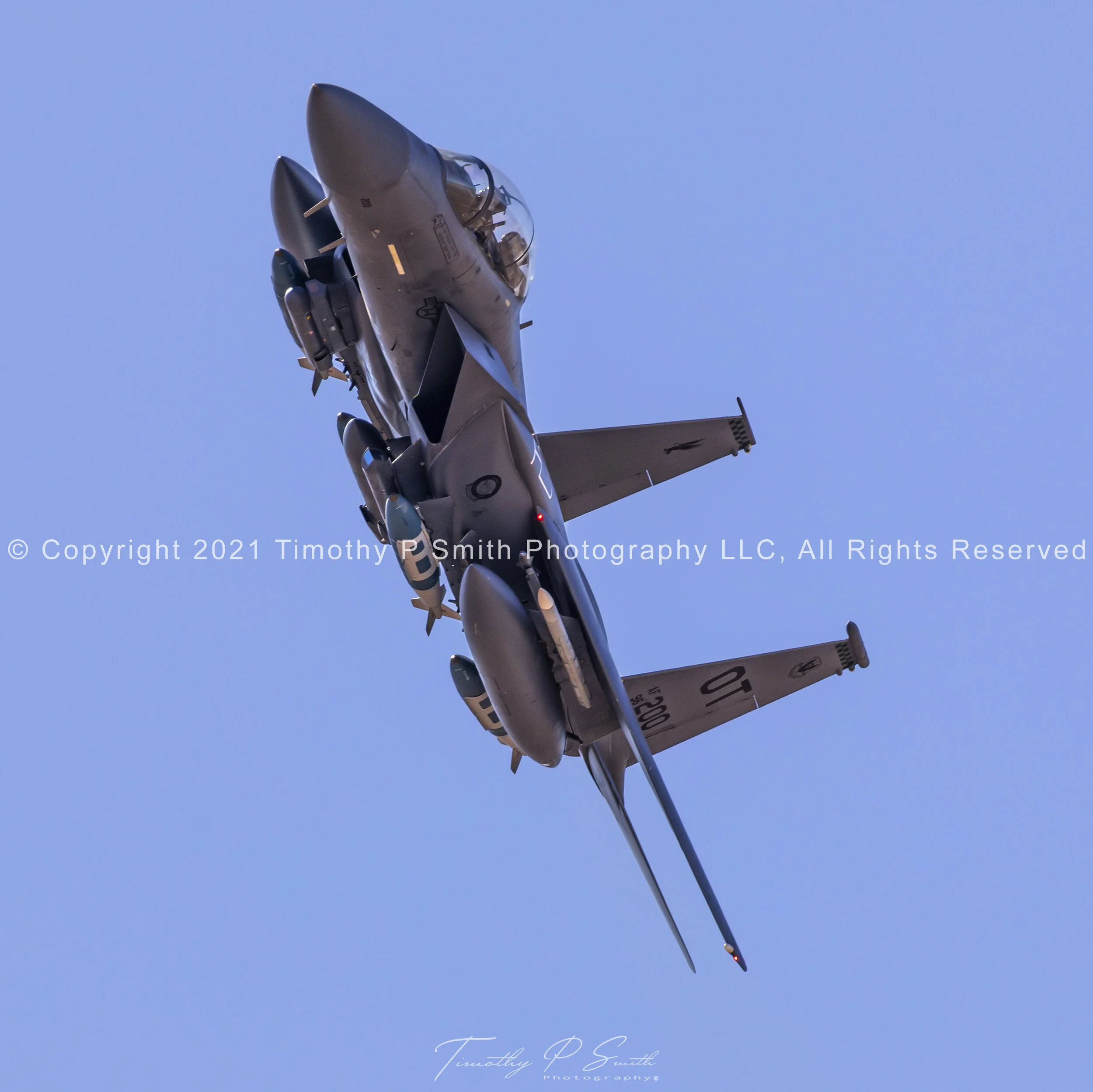 F-15E Strike Eagle 96-0200 fully loaded departure – 422d Test and Evaluation Squadron Red Flag print by Timothy Paul Smith