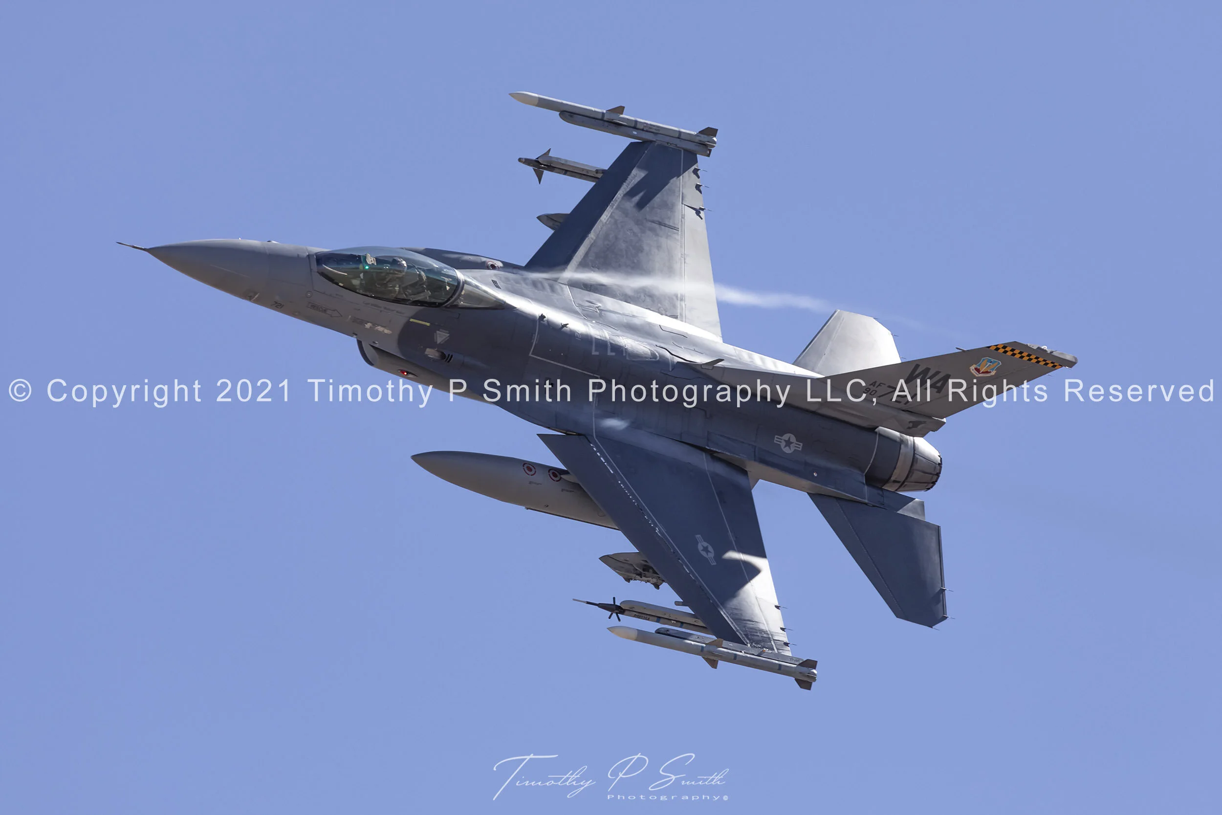 F-16CM “Bort 21” S/N 90-0721 of the 64th Aggressor Squadron at Nellis AFB
