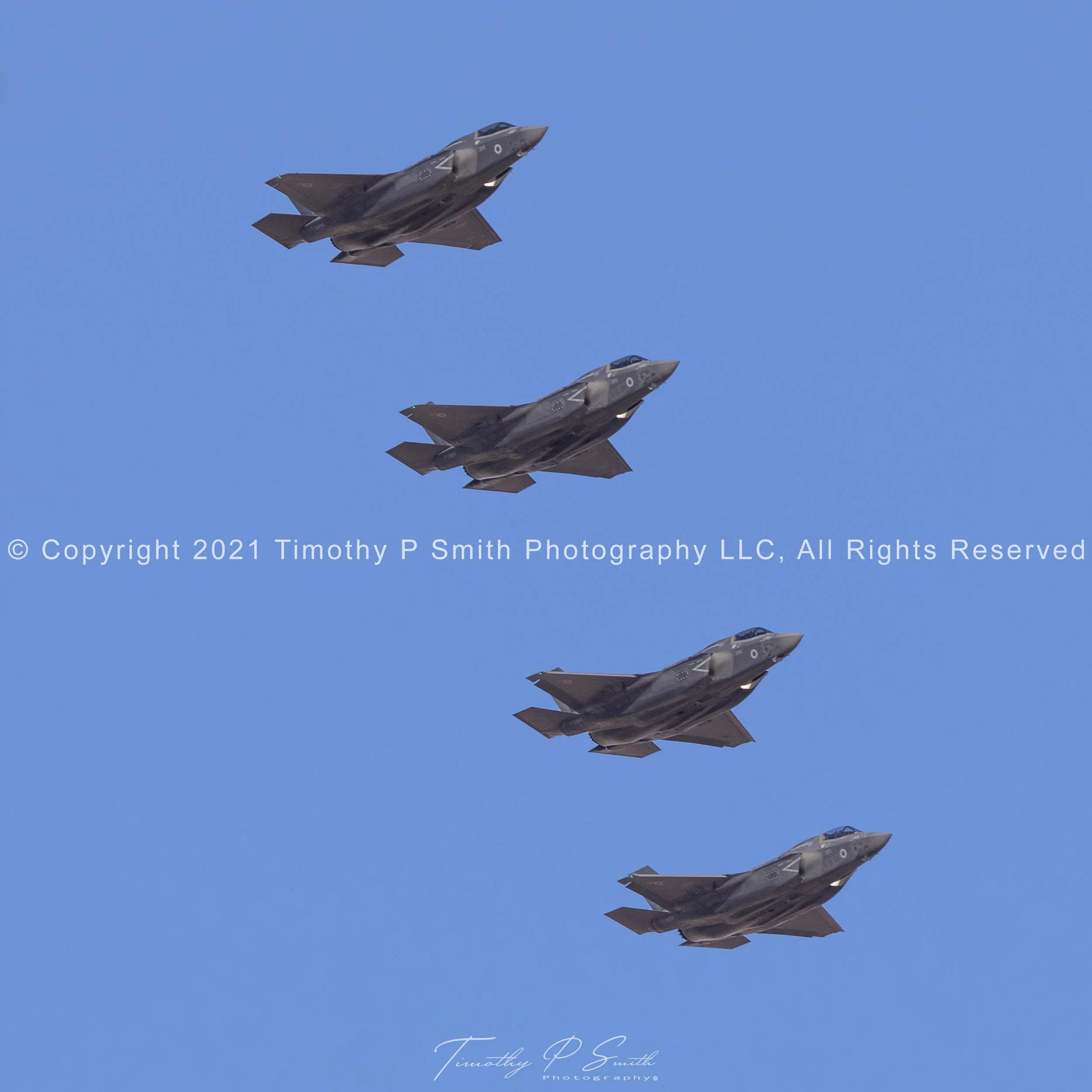 Lightning II "Dambusters" in echelon formation