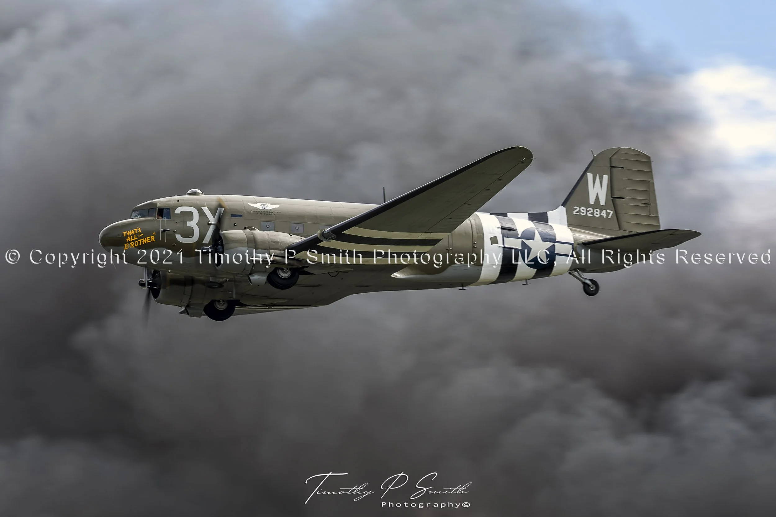 Douglas C-47 Skytrain ‘That’s All, Brother’ at 2019 Wings Over Houston, photographed by Timothy Paul Smith