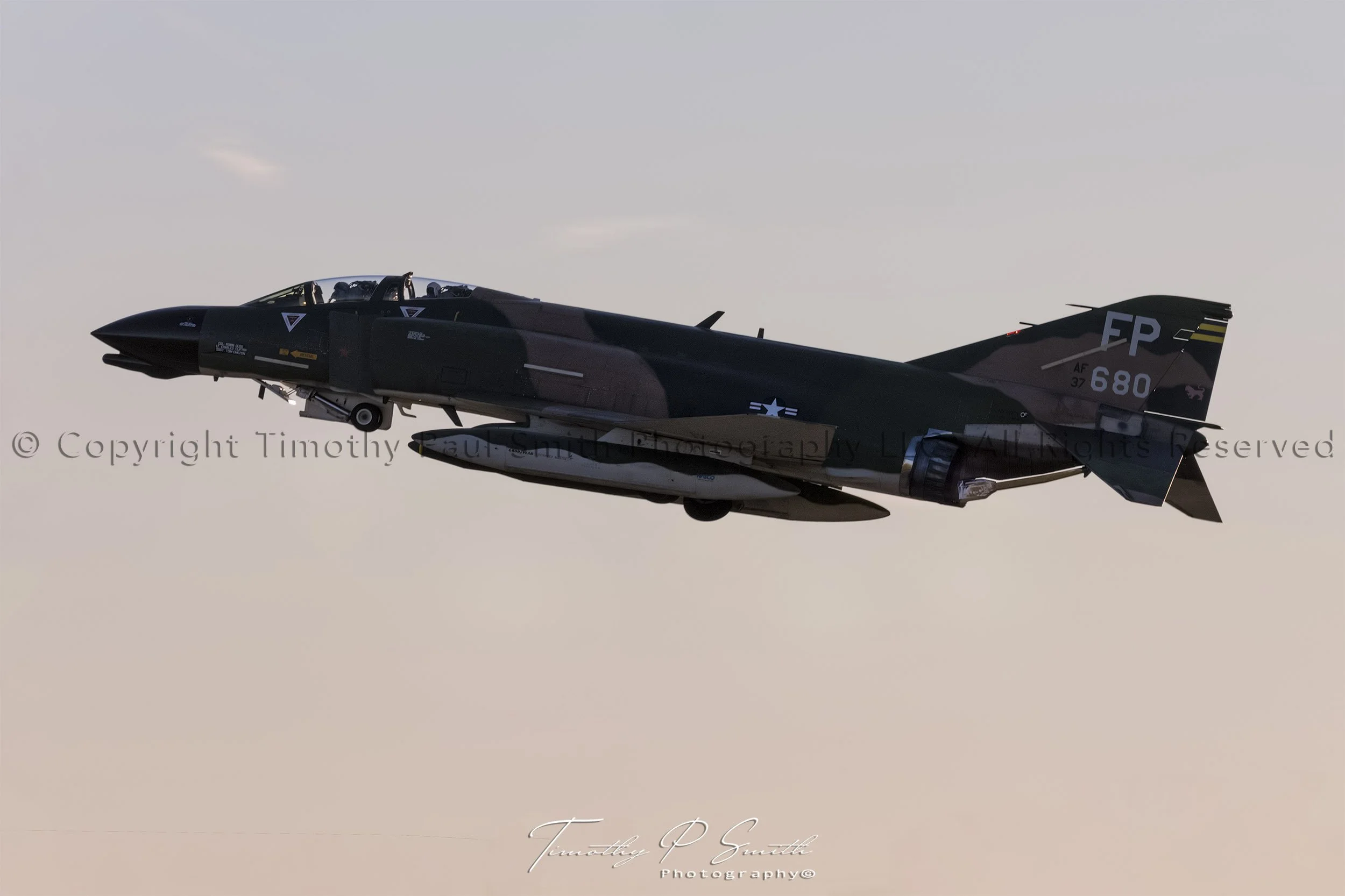 F-4 Phantom II silhouetted at sunrise during 2018 Wings Over Houston, photographed by Timothy Paul Smith