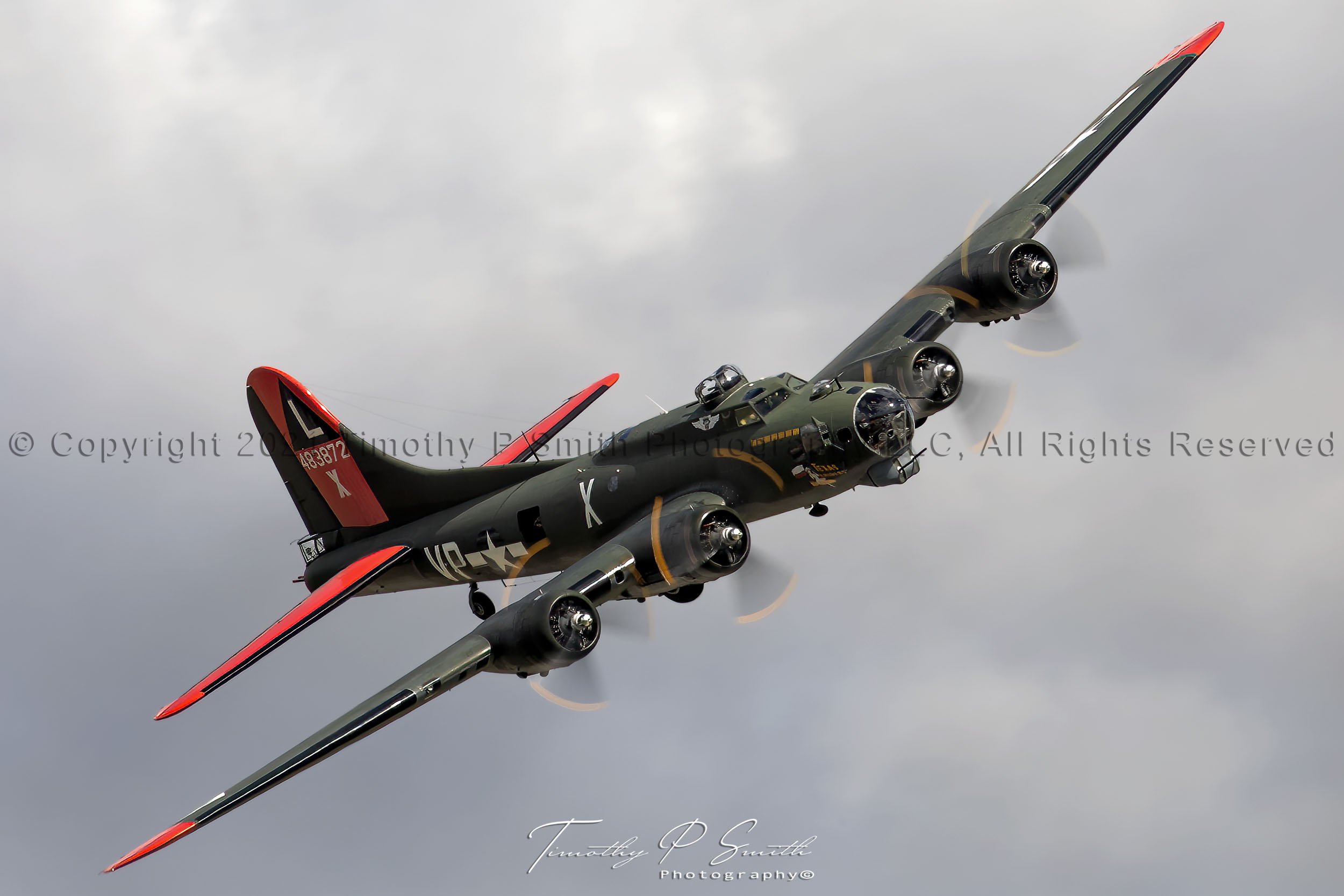 B-17 Flying Fortress “Texas Raiders” photo pass at Wings Over Houston – WWII bomber print by Timothy Paul Smith