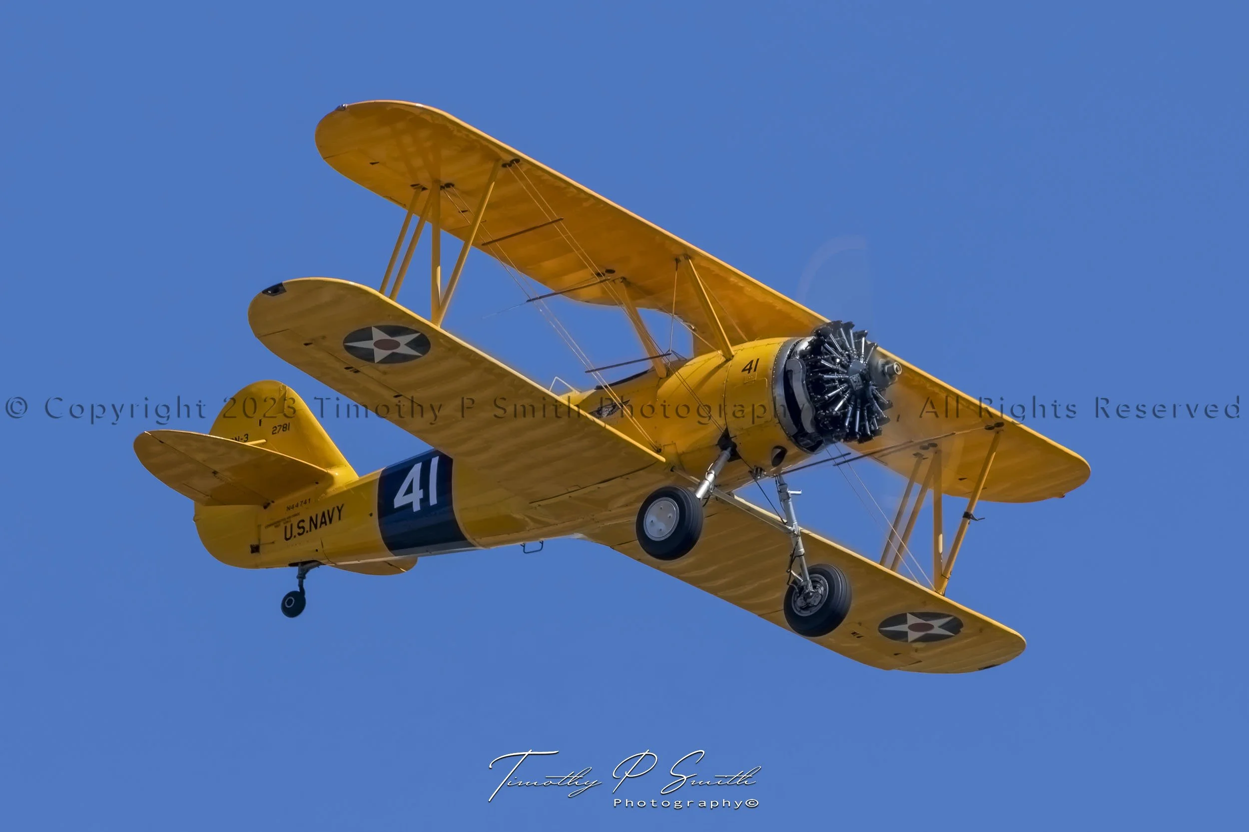 Aviation Print - N3N-3 Canary over Ellington