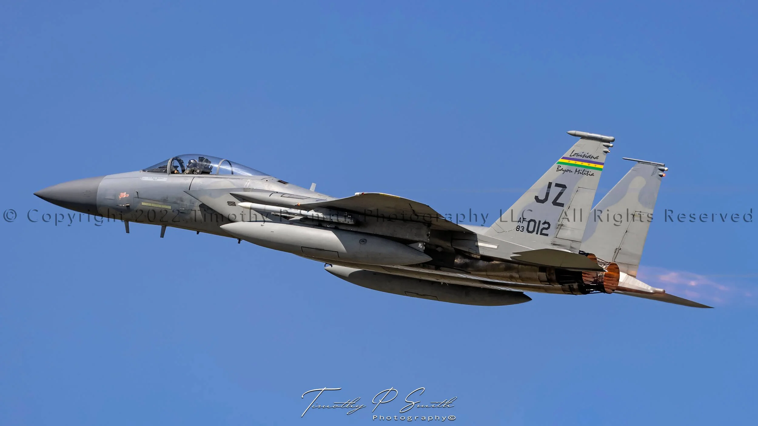 F-15C Eagle JZ tail code profile climb NAS JRB New Orleans print by Timothy Paul Smith