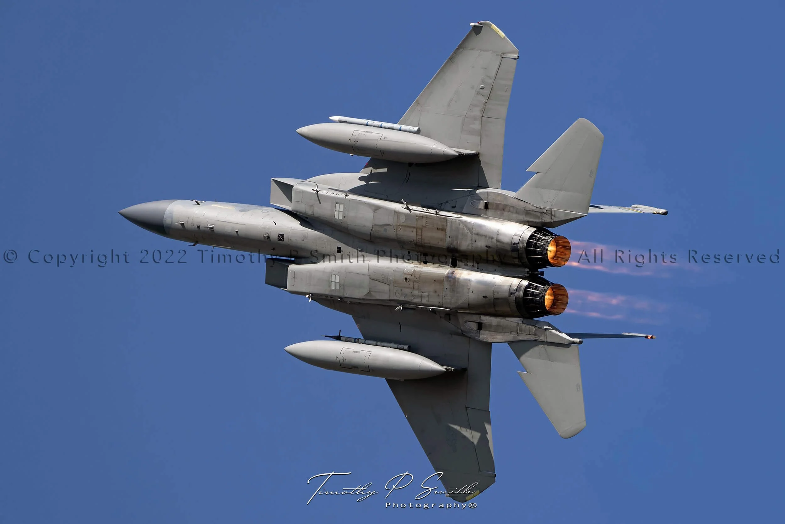 F-15C Eagle underside overhead afterburner view New Orleans airshow print by Timothy Paul Smith