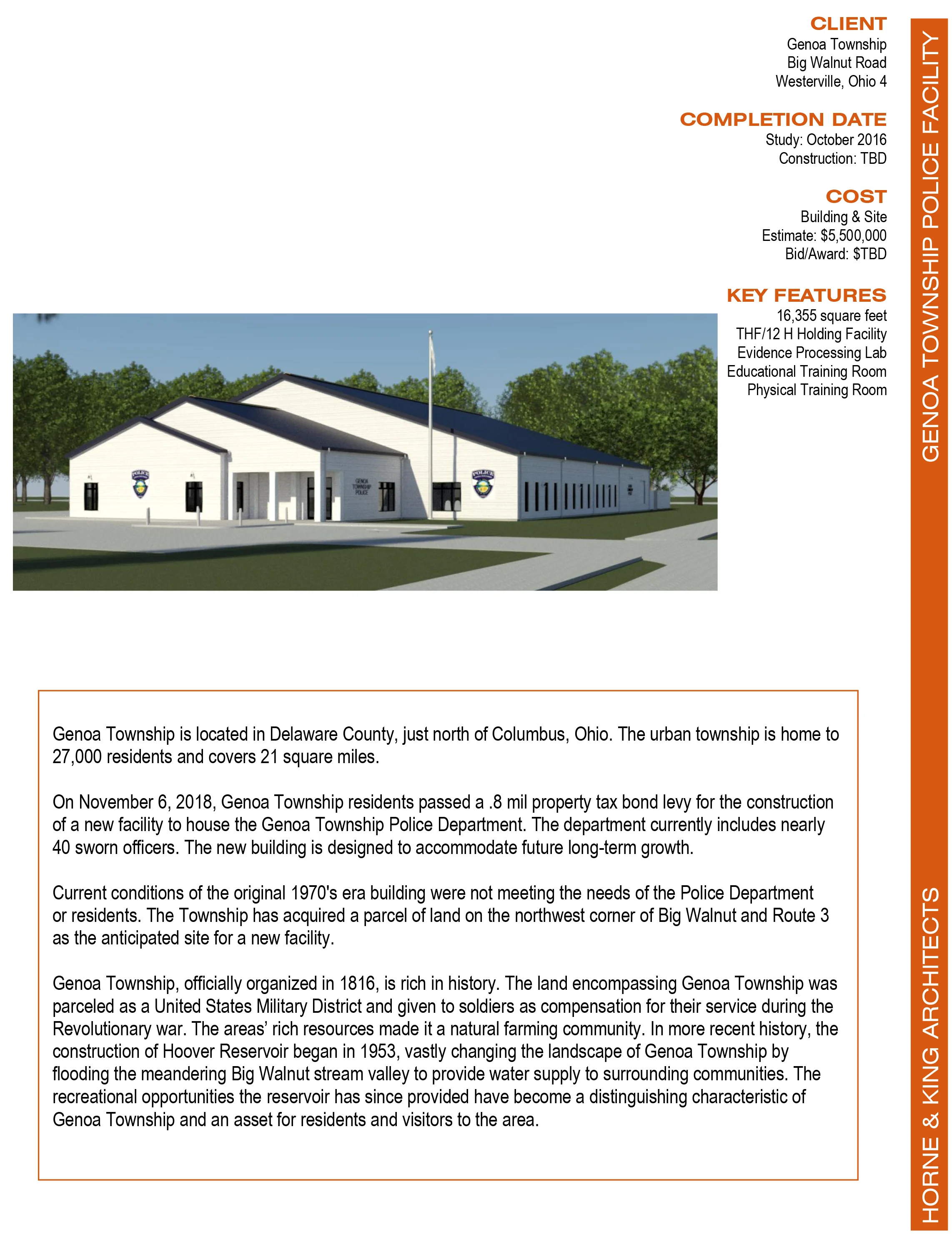 Genoa Township Police Facility — Horne and King