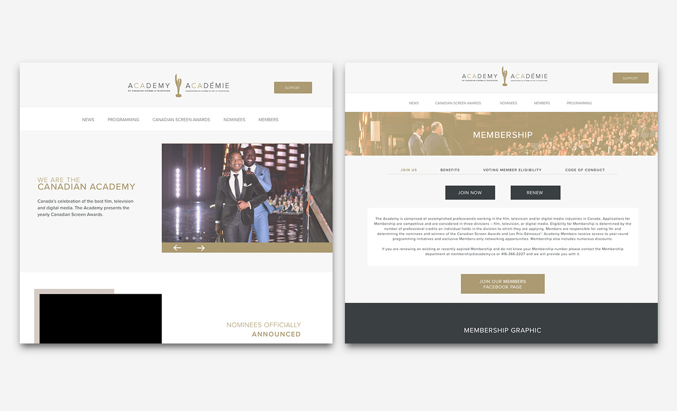 From a technical perspective, the Academy website had to be modular in the sense that other Academy employees could access the backend to make updates, add pages, and manage content. Not only did we have to create a functional front-end, we needed to make sure the back-end was usable for other employees in a easy and sufficient manner.