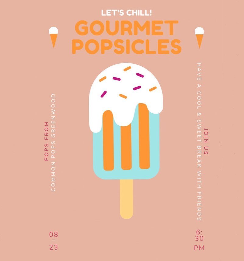 We hope to see you in the BCM parking lot at 6:30 for Common Pops!! Come enjoy a gourmet popsicle with friends to celebrate day one of classes!