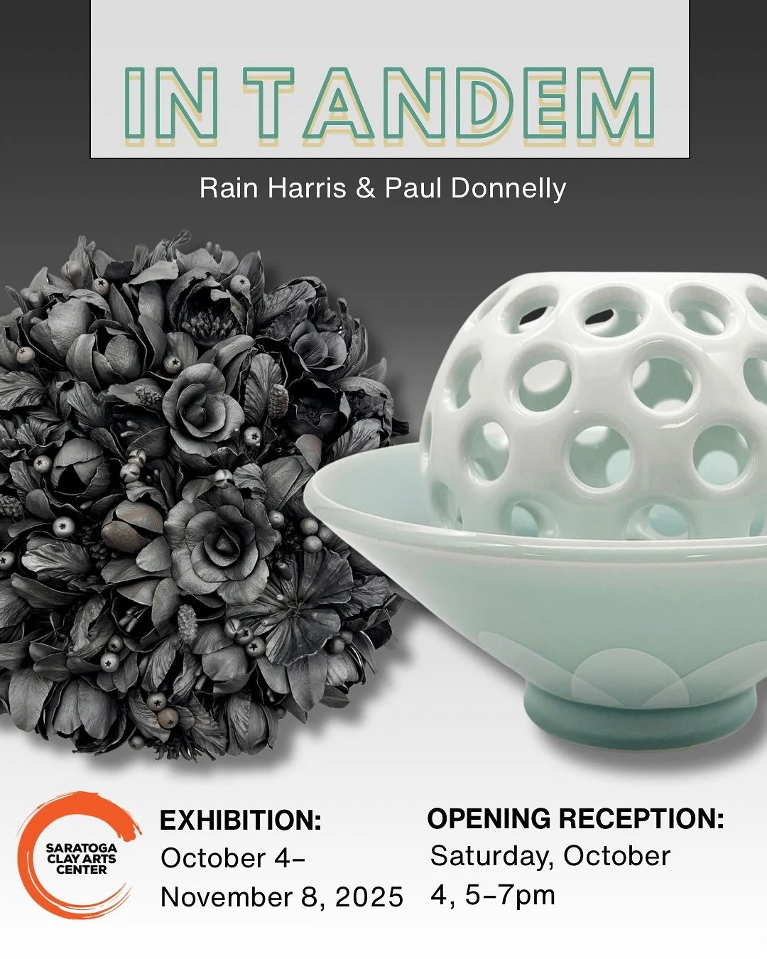 Mark your calendars and join us in the Schacht Gallery this Saturday, October 4, from 5-7pm for the opening reception of &ldquo;In Tandem&rdquo; featuring works by @rainharrisceramics and @pauldonnellyceramics !

About the exhibition:
Rain Harris and