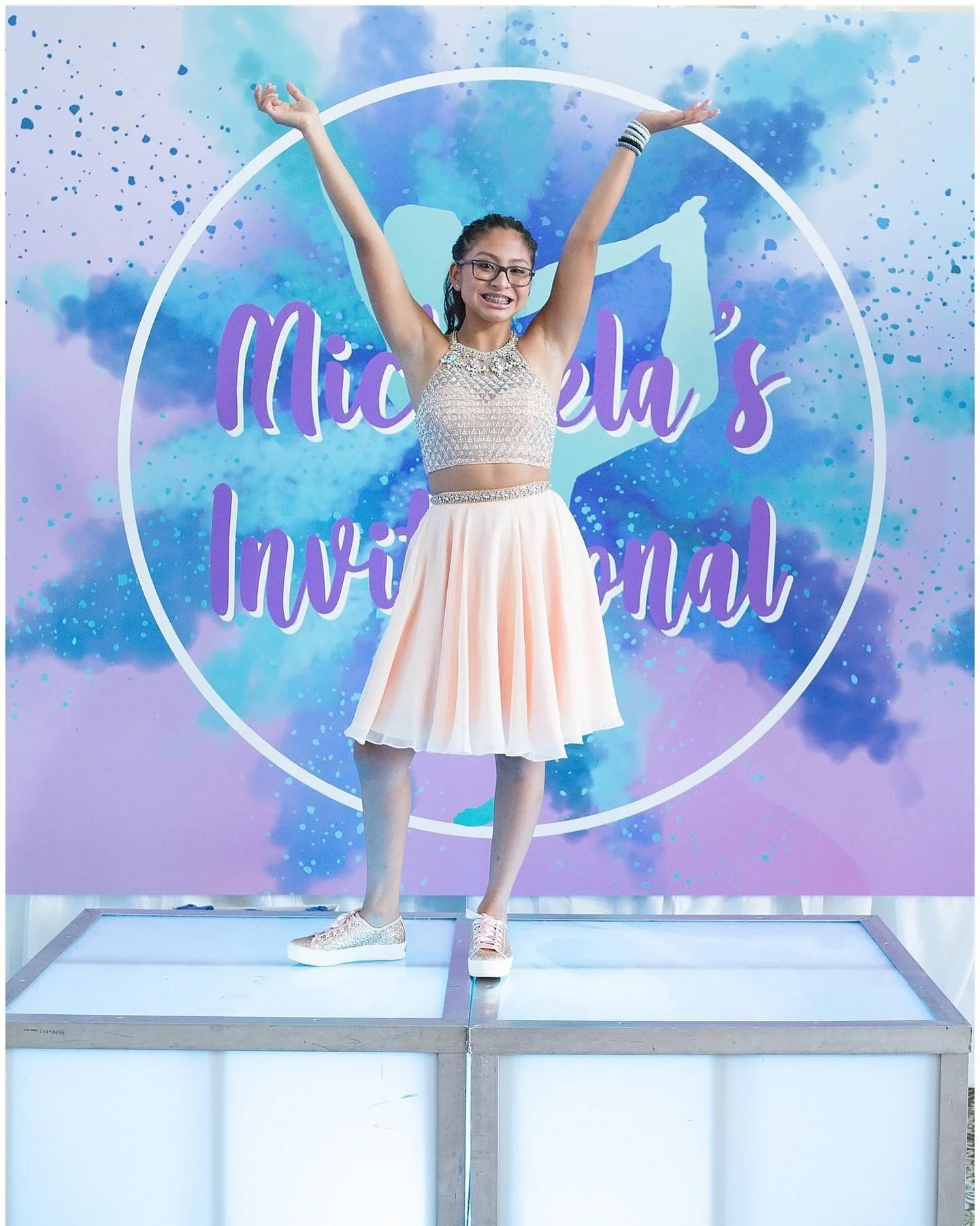 I love these beautiful cool tones as our Michaela took center rink! We&rsquo;re so proud of you and all your hard work!!!! 💜🩵🤍
