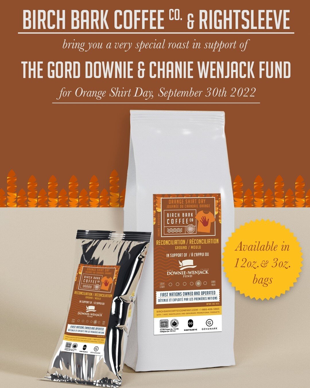 This September, Rightsleeve will once again be partnering with #FirstNations owned &amp; operated @birchbarkcoffee in support of @downiewenjack for #OrangeShirtDay 2022. 

Join us in supporting the Downie Wenjack Fund by gifting this great coffee to 