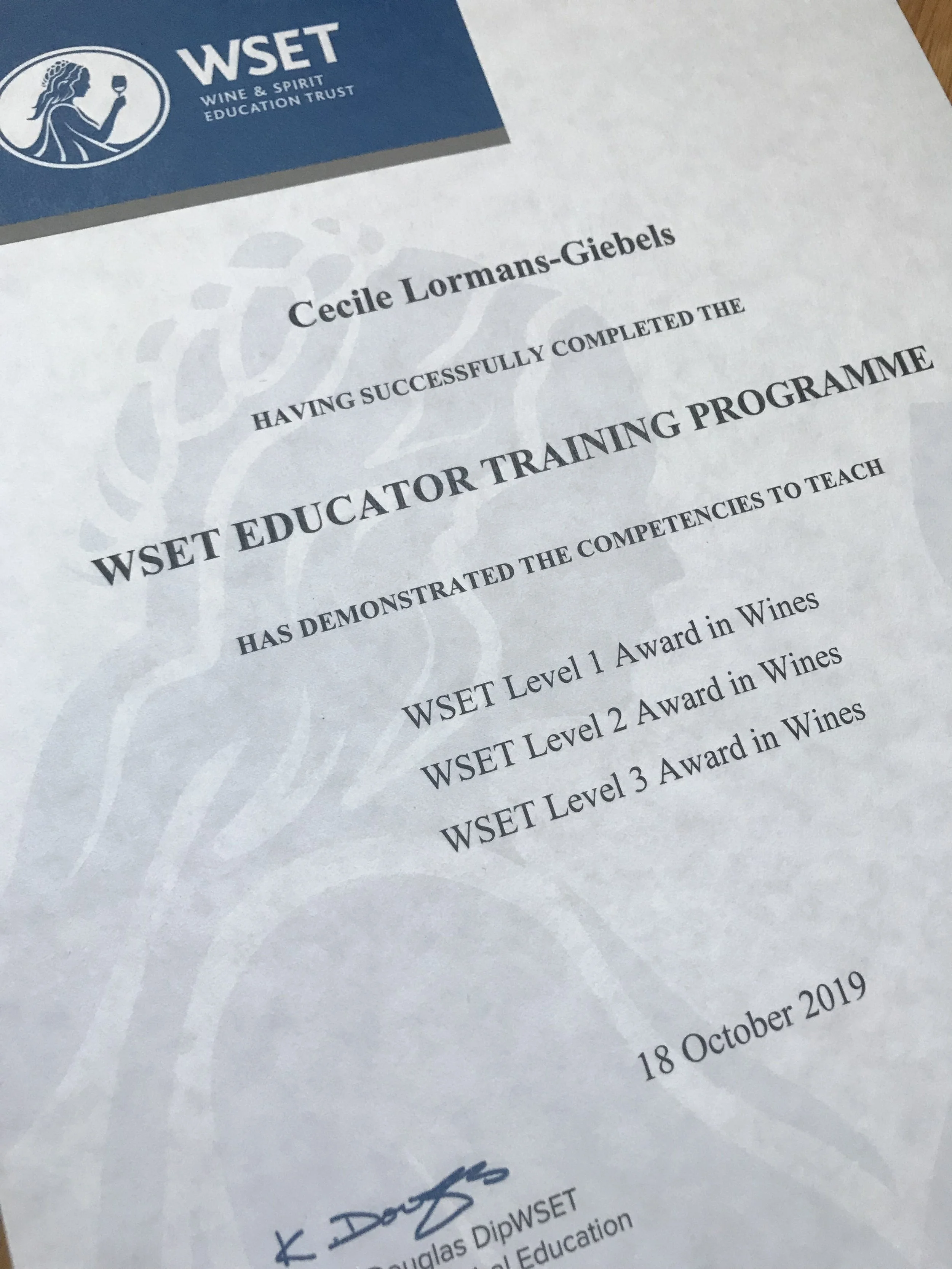 Cecile Certified Educator WSET