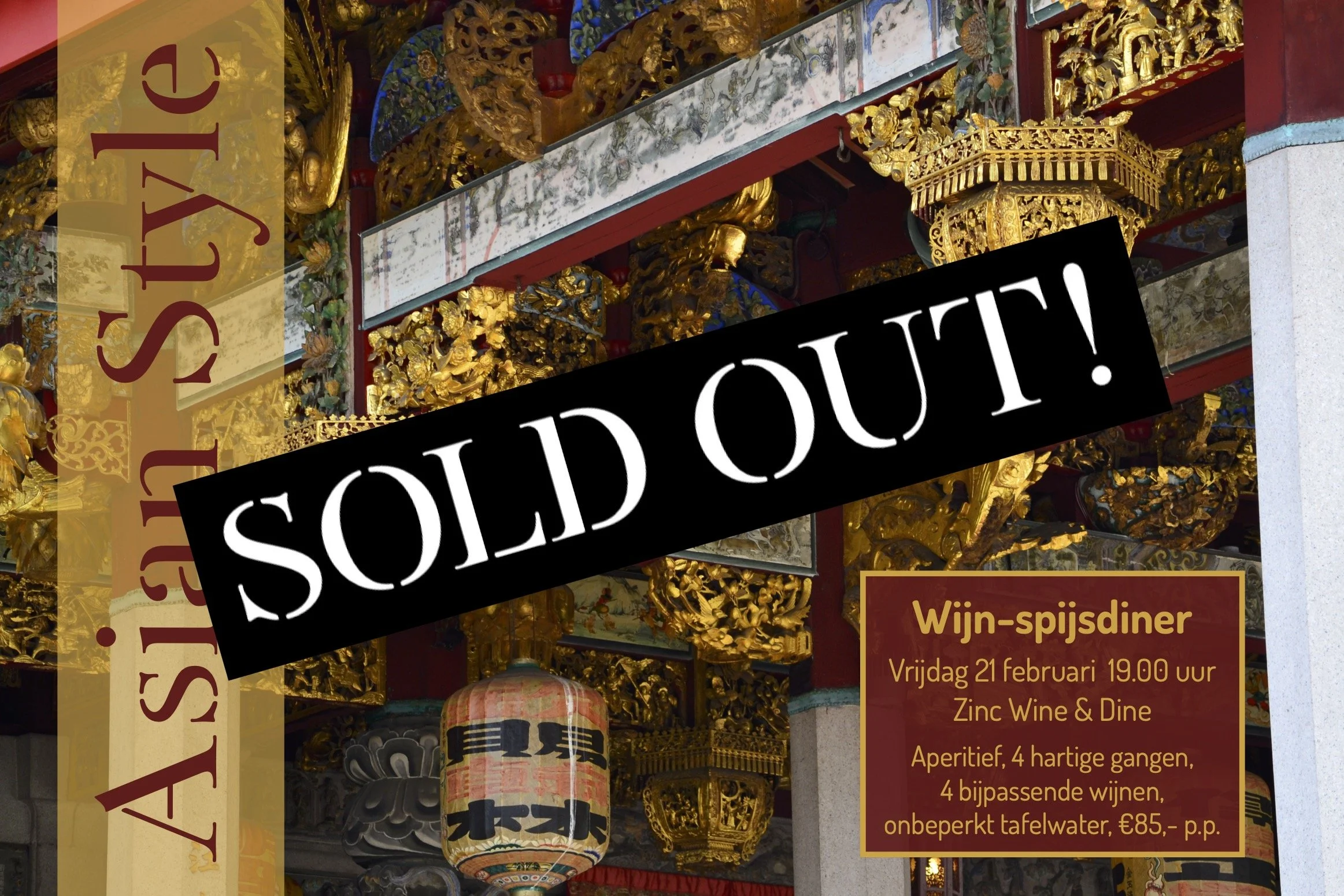 UITVERKOCHT! Wijn-spijsdiner Asian Style