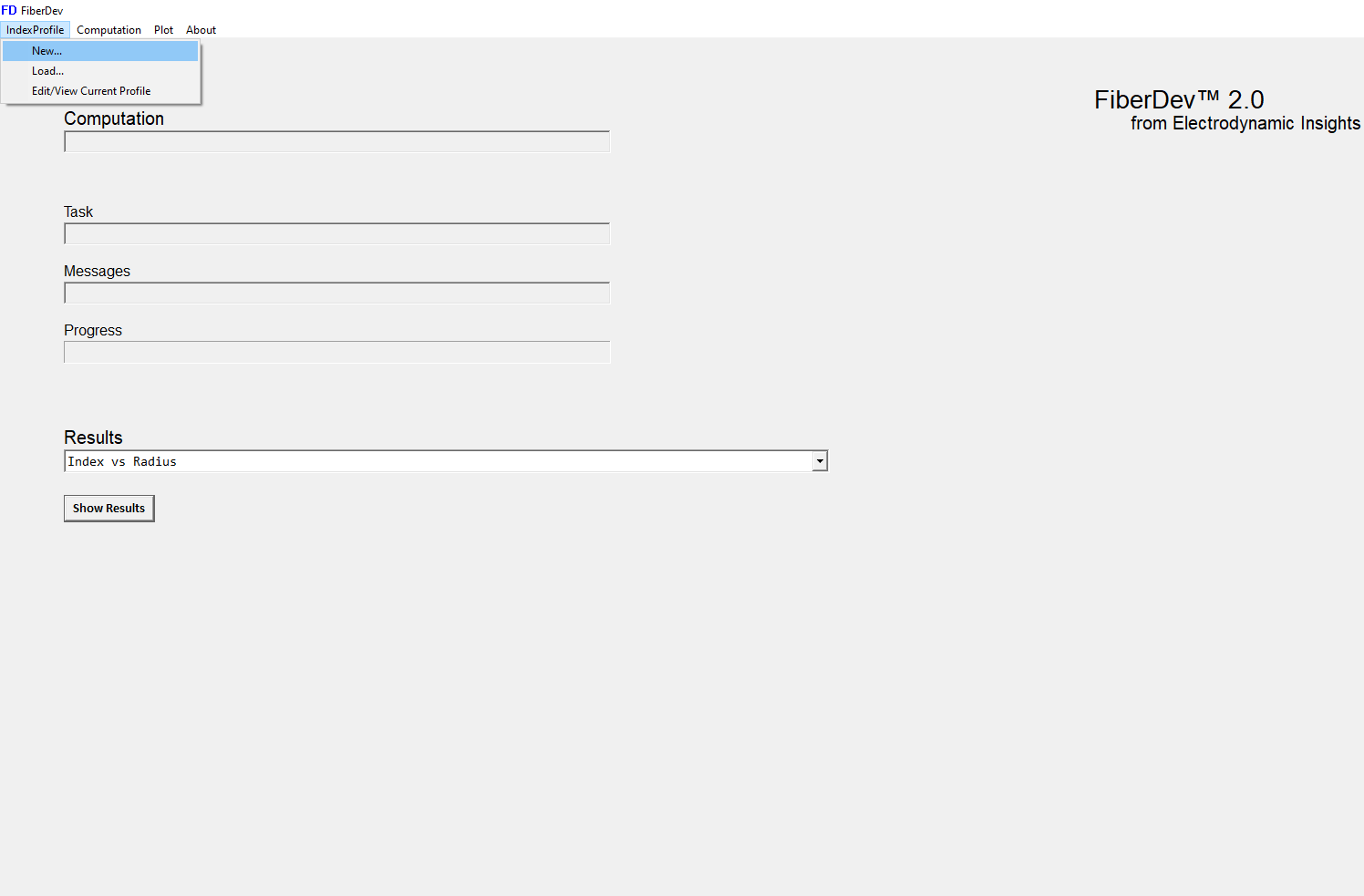 Here, we create the index profile