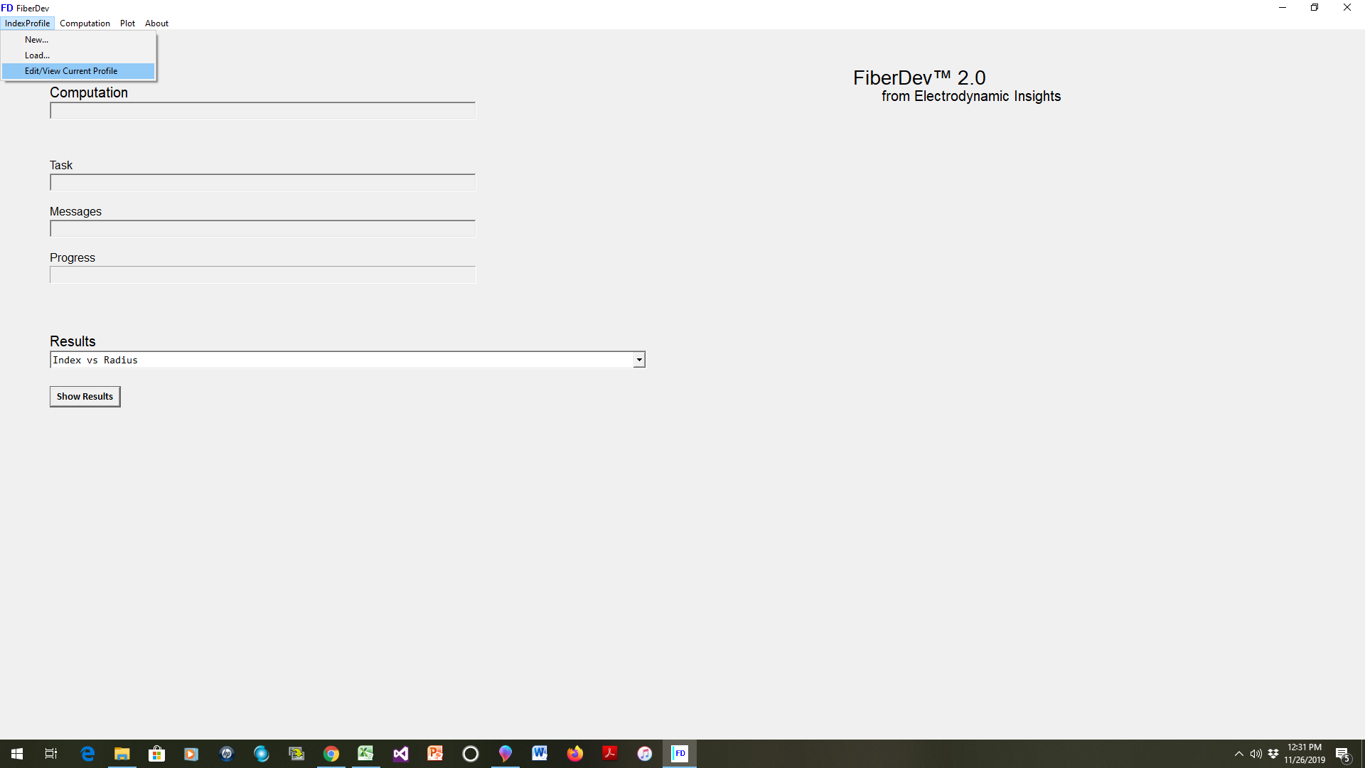 Edit the current index profile