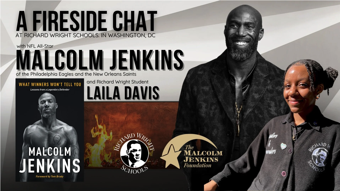 Champion Meets Changemaker: Malcolm Jenkins Inspires Richard Wright Students with Laila Davis Leading the Charge