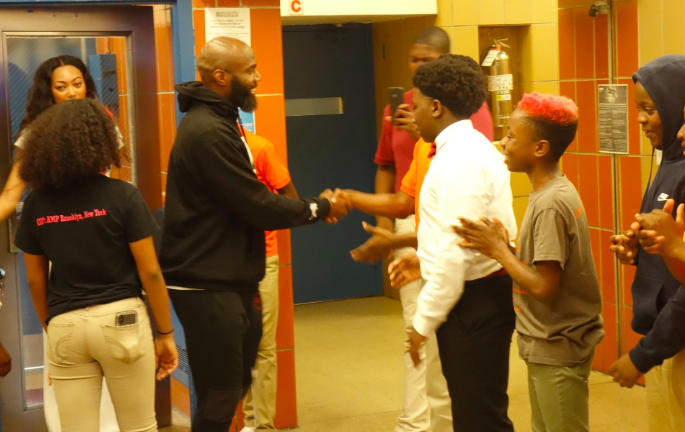 Crown Heights Middle Schoolers Get Visit from NFL Star