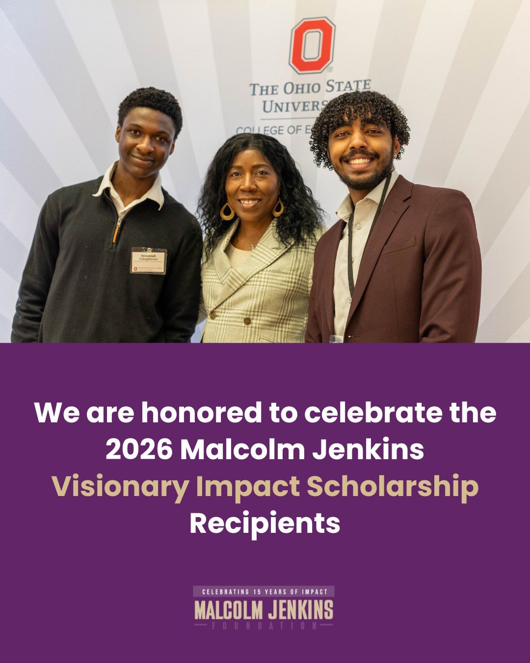 Meet the newest Malcolm Jenkins Visionary Impact Scholars!

Jeremiah and Samer are two exceptional students from The Ohio State University College of Engineering who are turning their passion for STEM into purpose-driven futures.

Samer, a rising jun