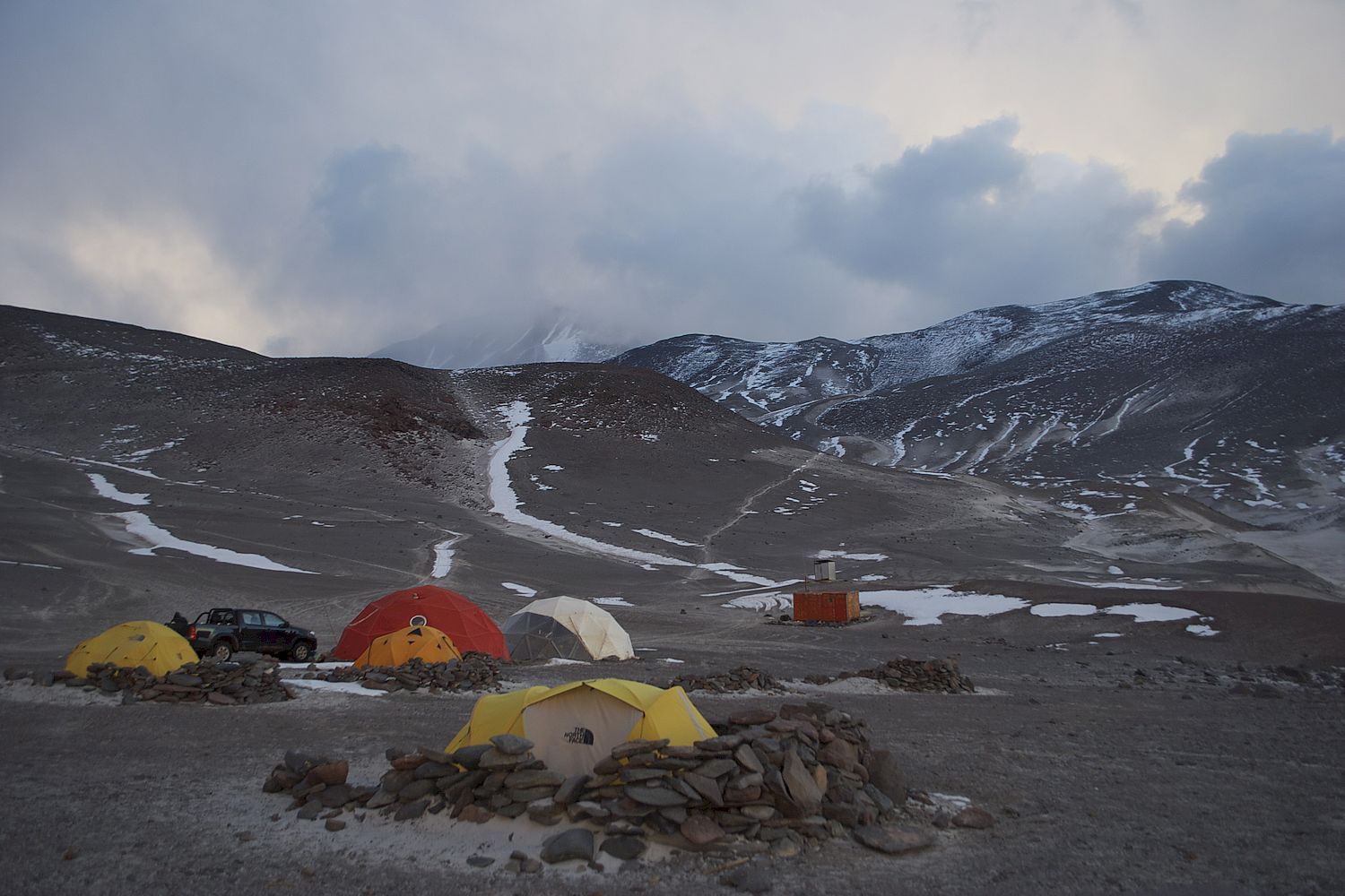 High altitude camp of the Ojos del Salado - Chile Montaña Expedition 2017.