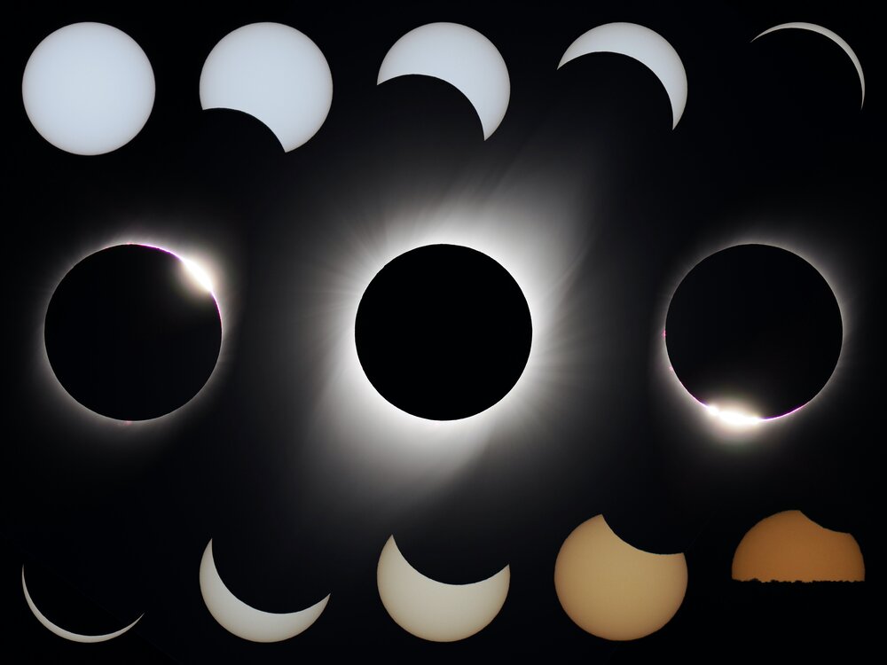 Sequence images of the solar eclipse 2019 in Chile