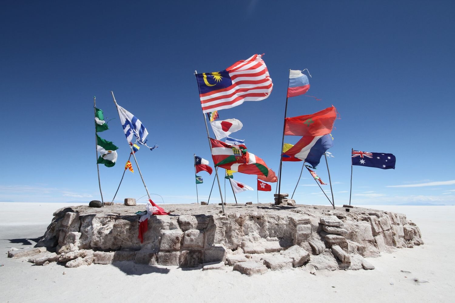  Island of the Flags, in the heart of Uyuni Salt Flat  