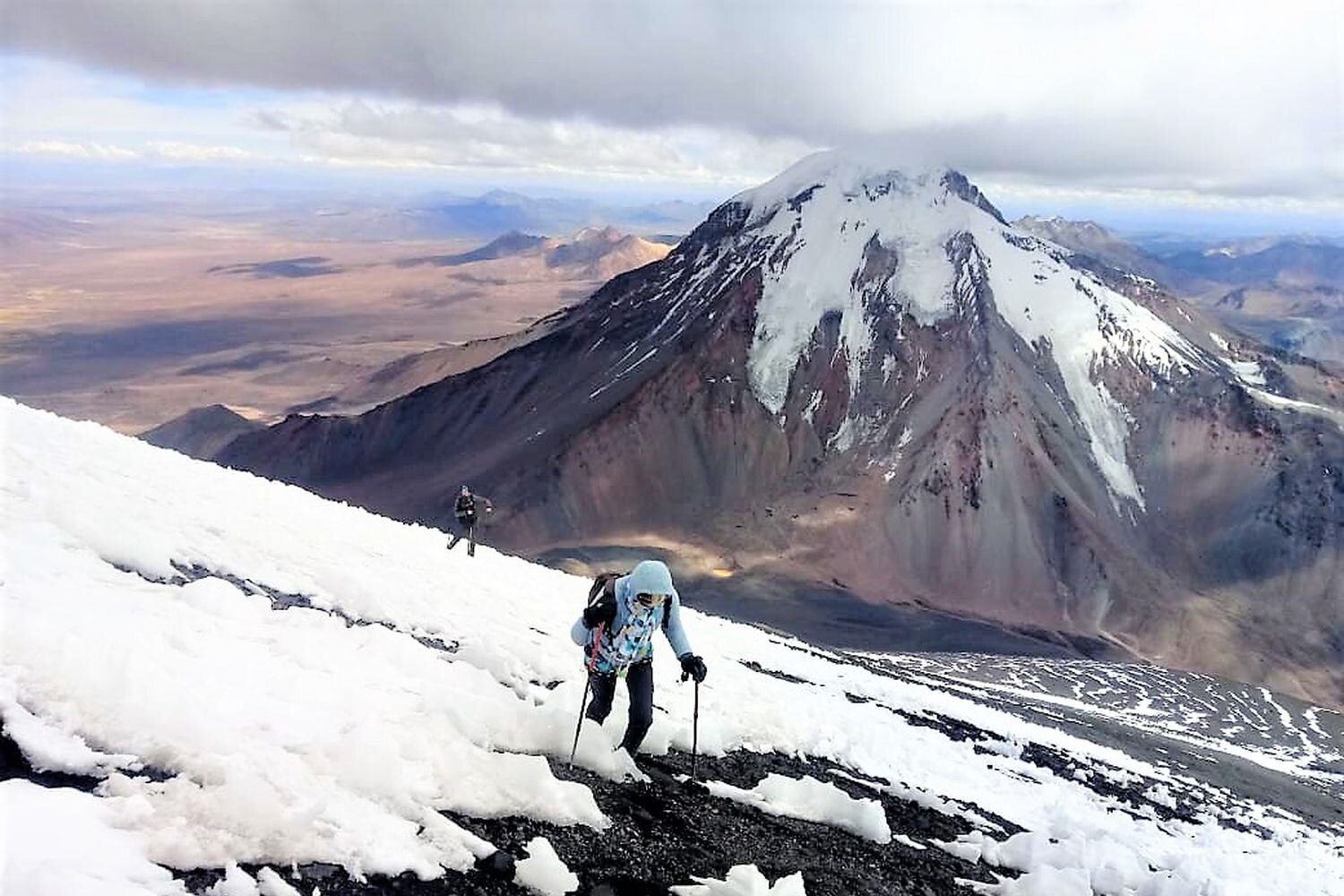  A climber on the way to the top of Parinacota volcano 