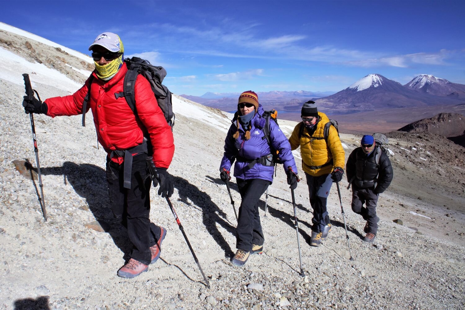  Group of climbers heading to the top of Acotango volcano. Sajama National Park, Bolivia 