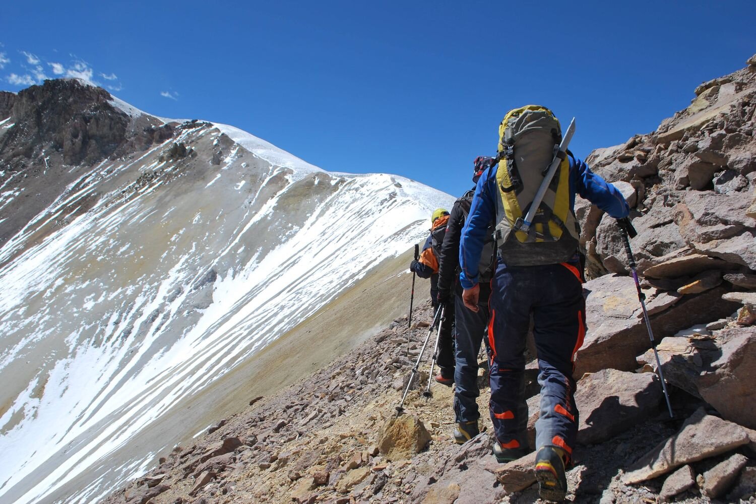  Group of climbers on the way to the top of Acotango volcano. Sajama National Park, Bolivia  