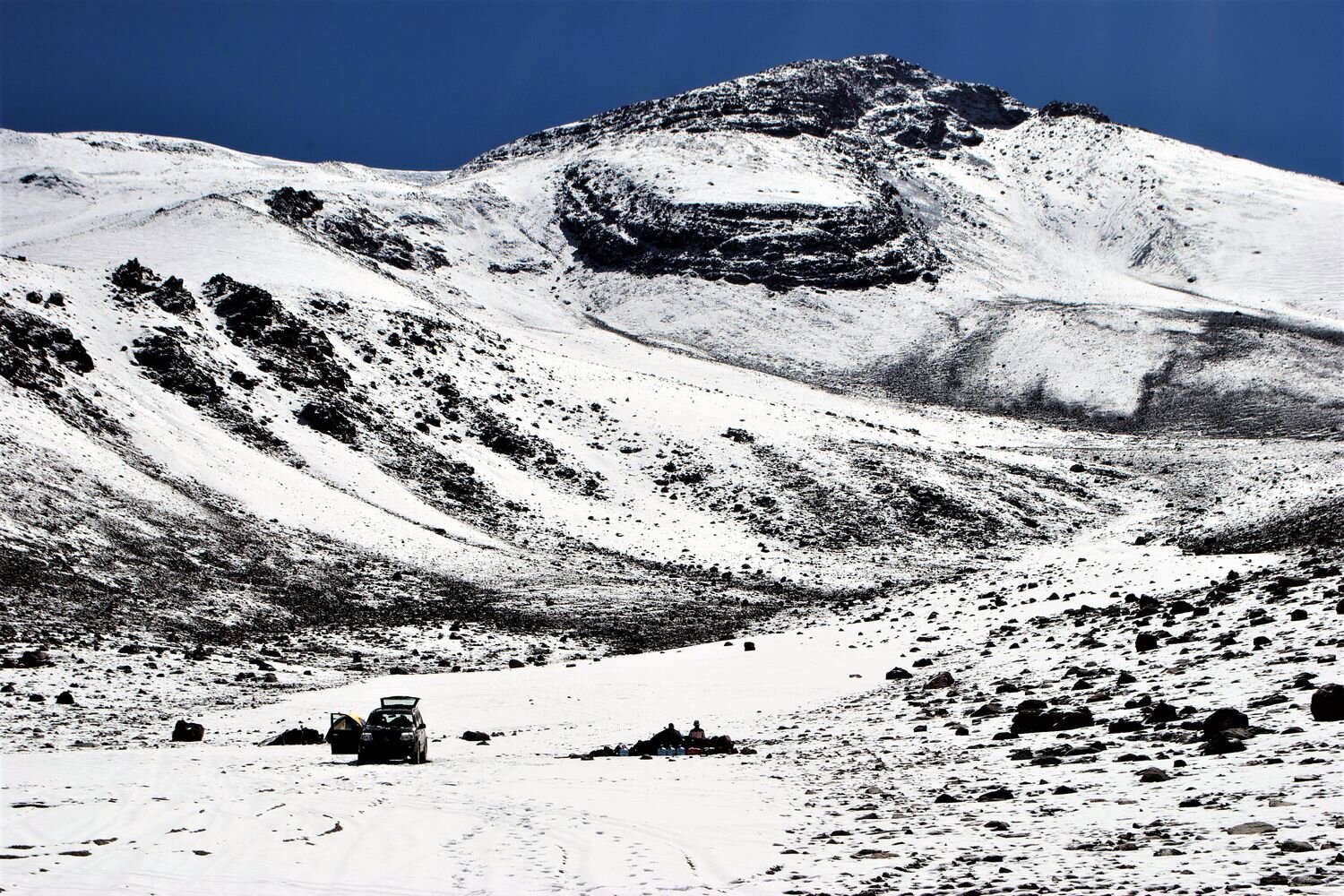  A close view of the Llullaillaco volcano right after a snowfall. Chilean Altiplano. 