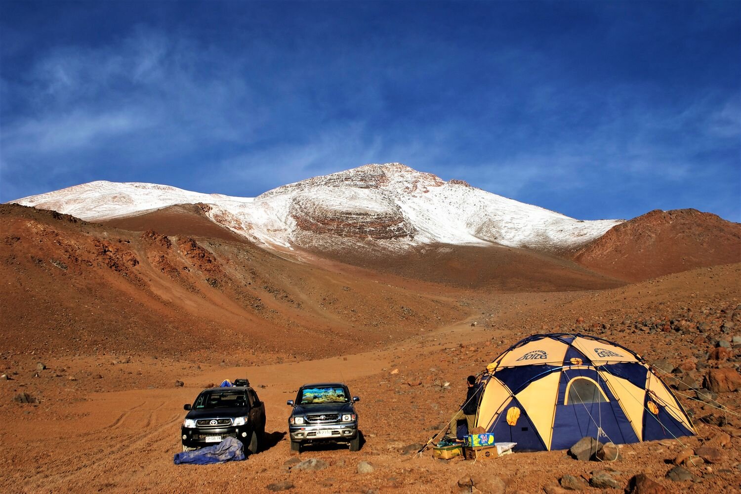  Llullaillaco volcano base camp, at 5000 meters. Llullaillaco National Park. 
