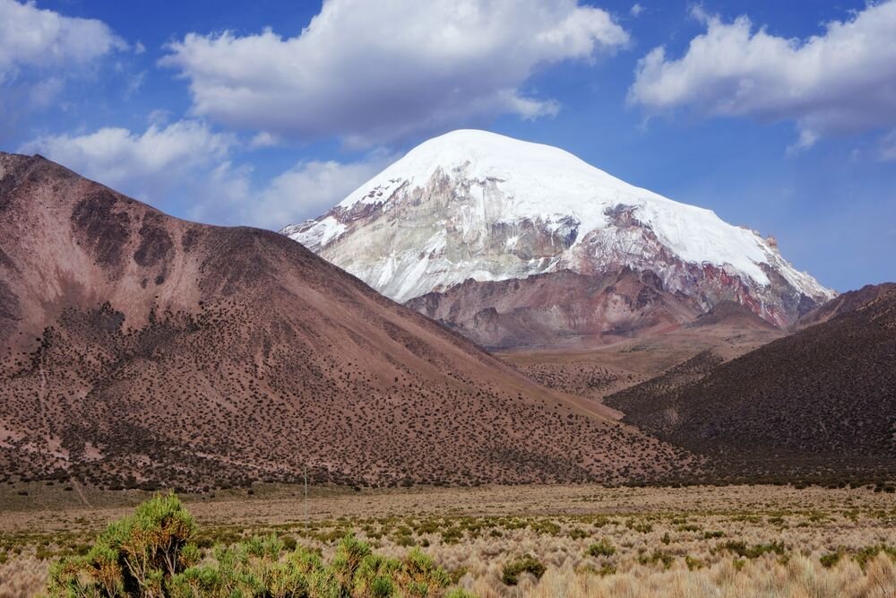  A view of Sajama volcano, from the village. Sajama National Park. Bolivia. 