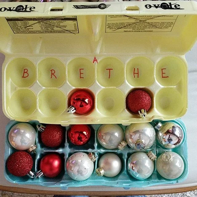 Favorite holiday message. 🧡🌲 This welcome reminder sneaks up on me every single year. I pull the ornaments out of hibernation, and those seven little letters smile up at me like an old friend stopping by for an unannounced embrace. I'll take it! To