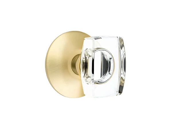 Windsor Crystal Knob with Modern Brass Rosettes, Modern Rosette