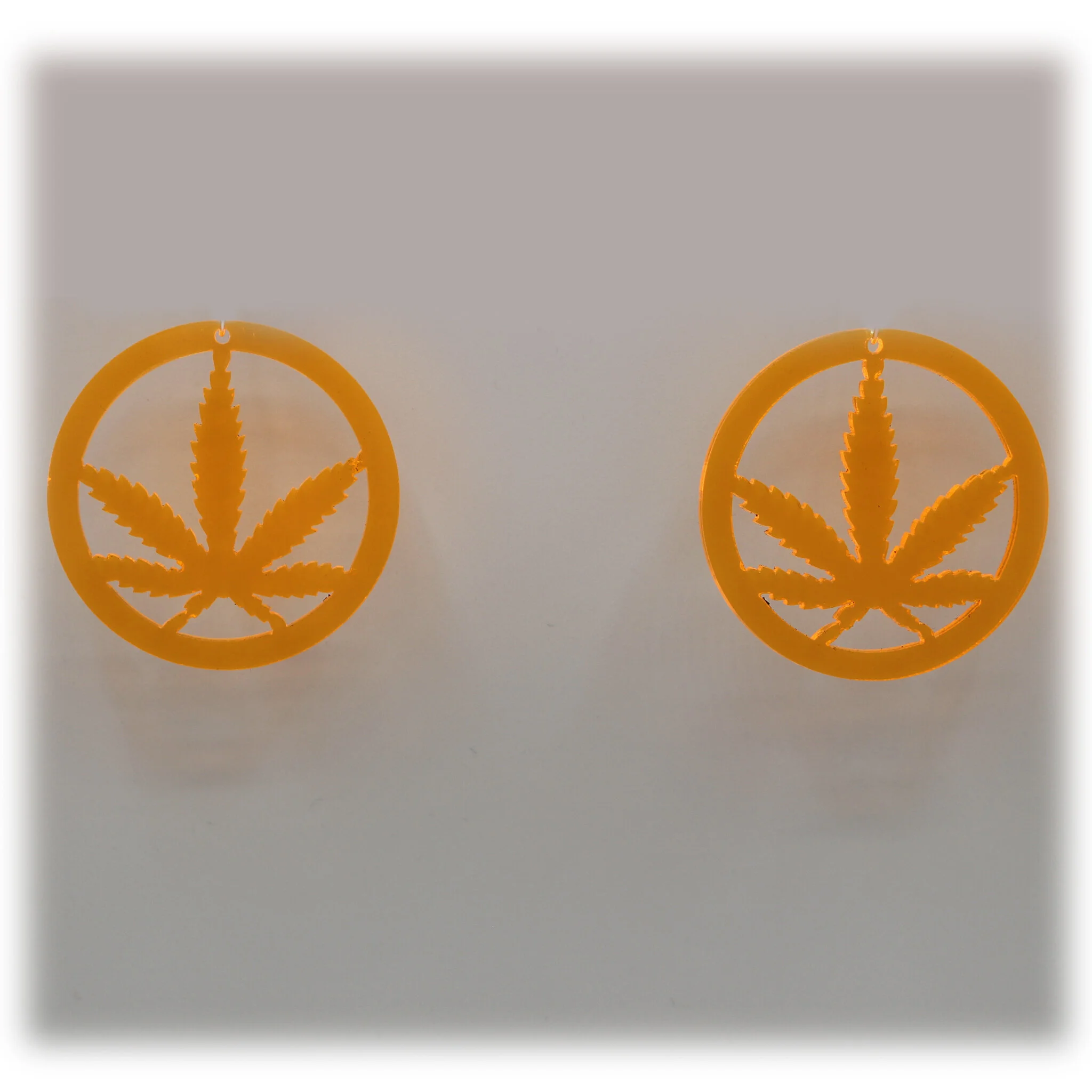 Neon Acrylic Earring- Weed Warrior Indica- Small - Neon Orange