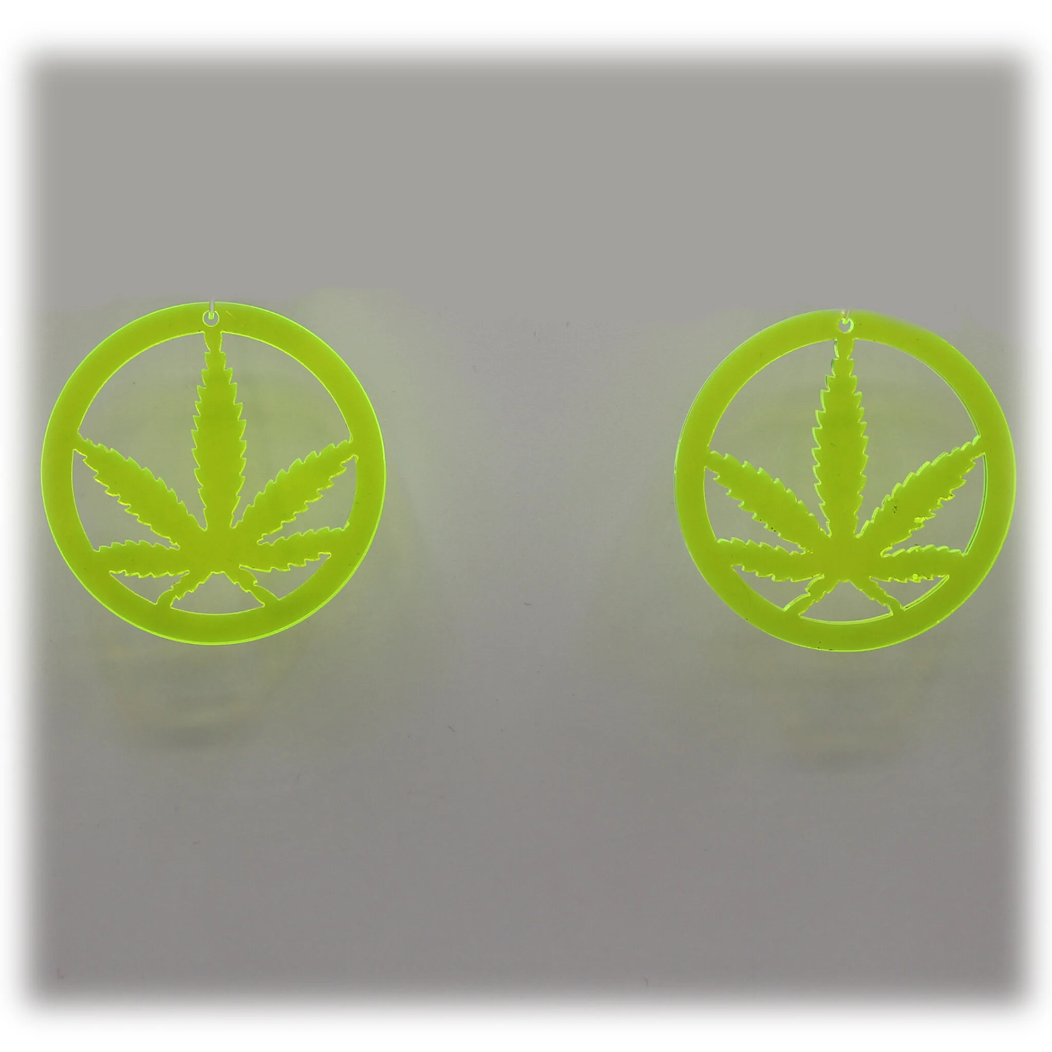Neon Acrylic Earring- Weed Warrior Indica- Small - Neon Yellow