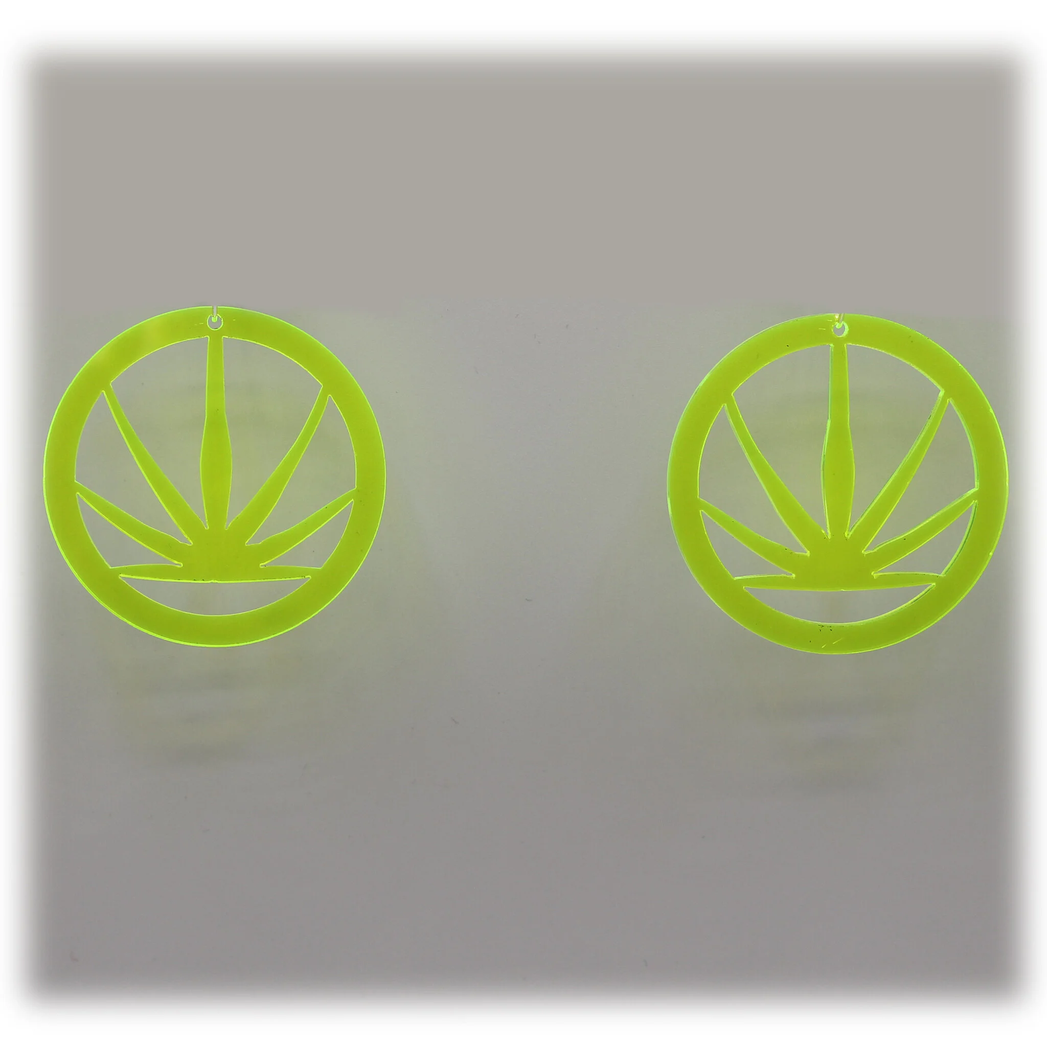 Neon Acrylic Earring - Weed Warrior Sativa - Small - Neon Yellow