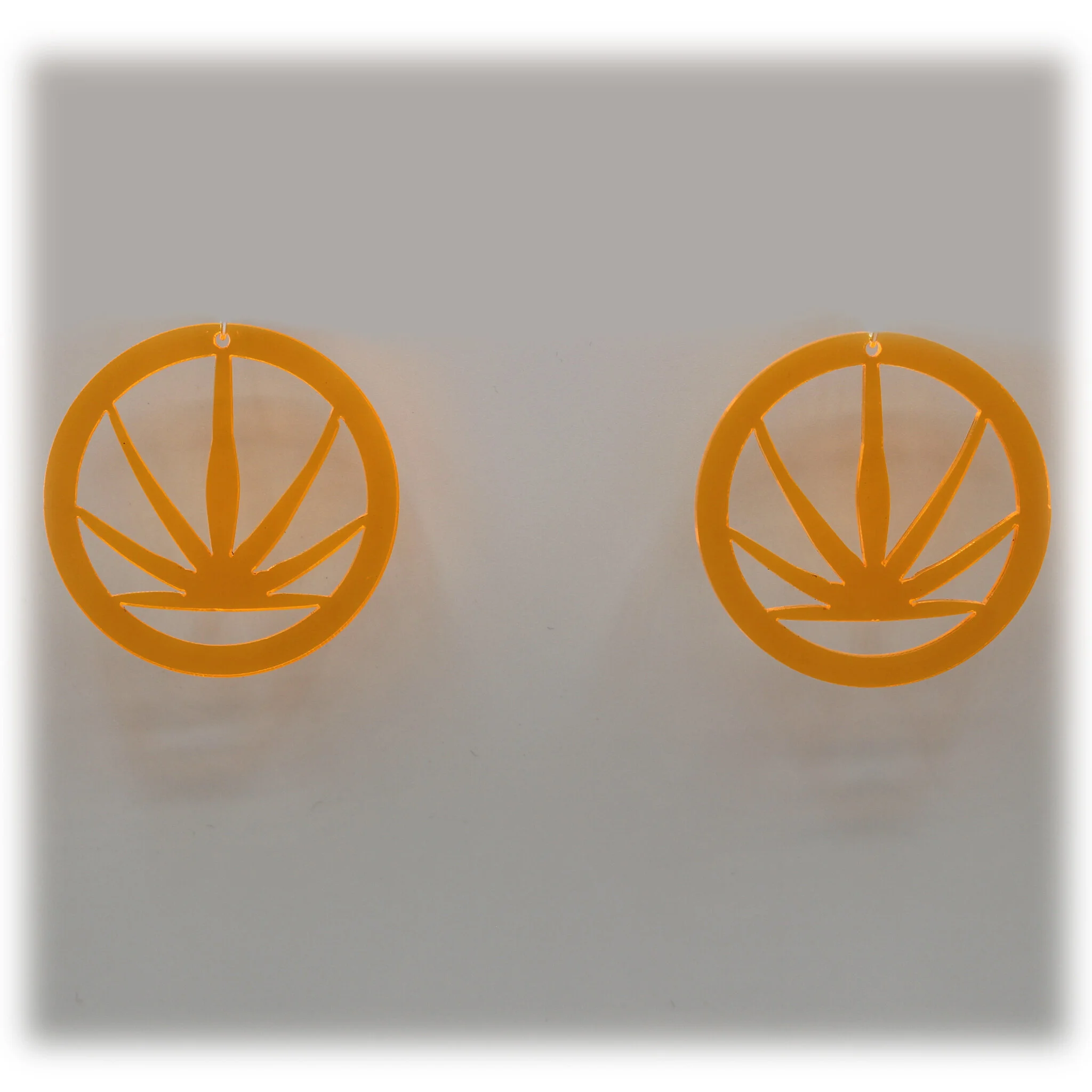 Neon Acrylic Earring - Weed Warrior Sativa - Small - Neon Orange